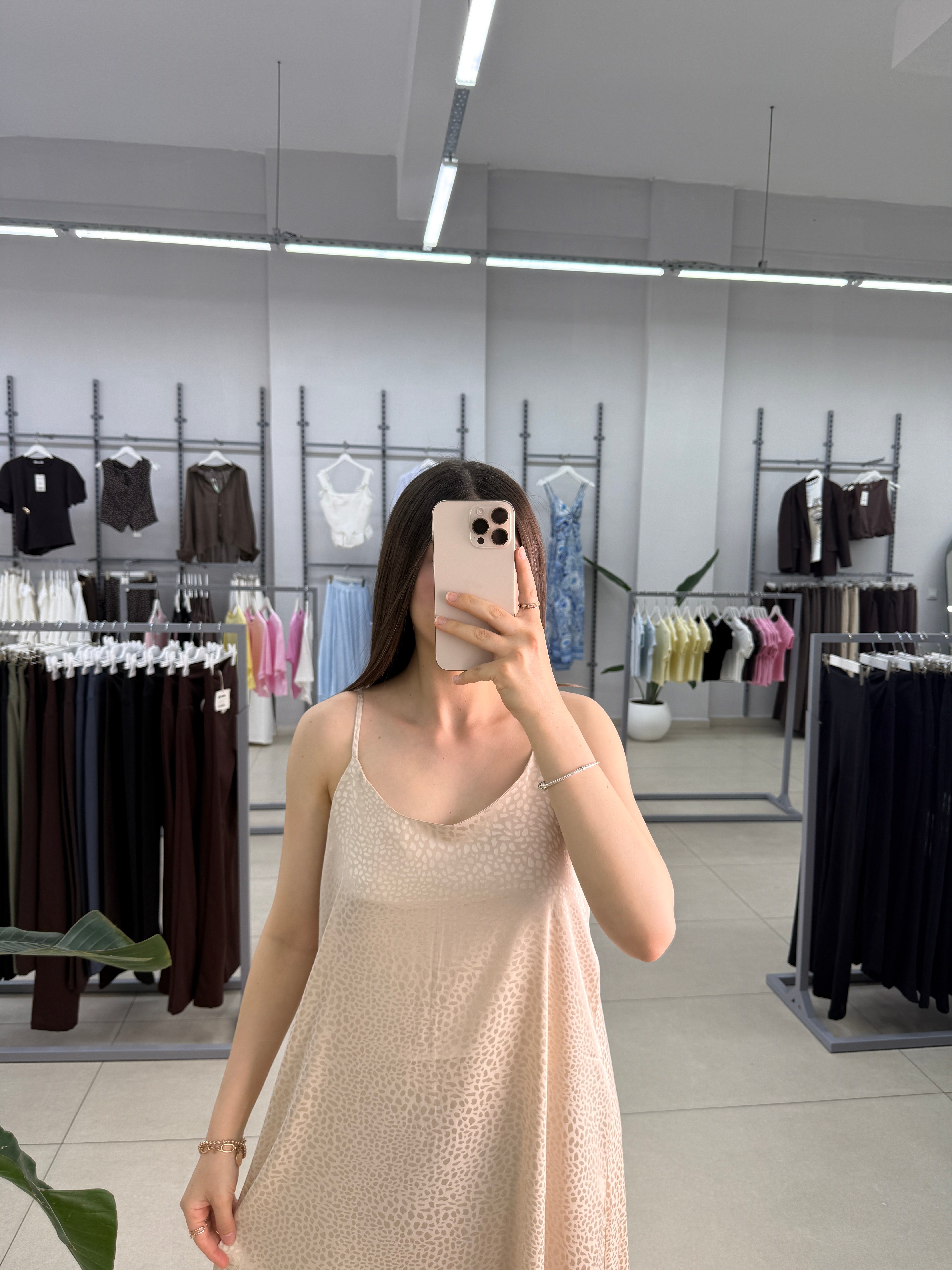 Saten İp Askılı Elbise