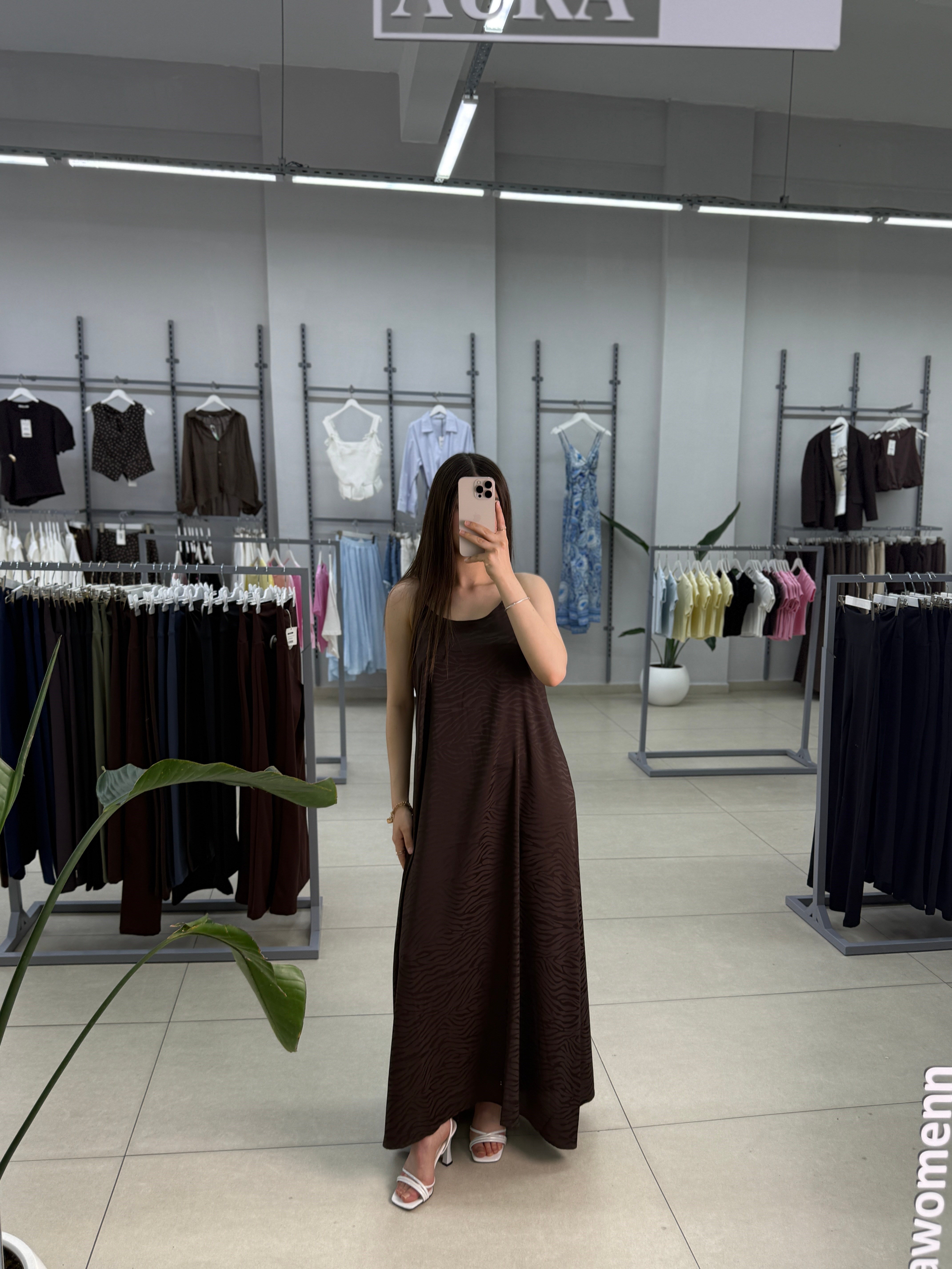 Saten İp Askılı Elbise