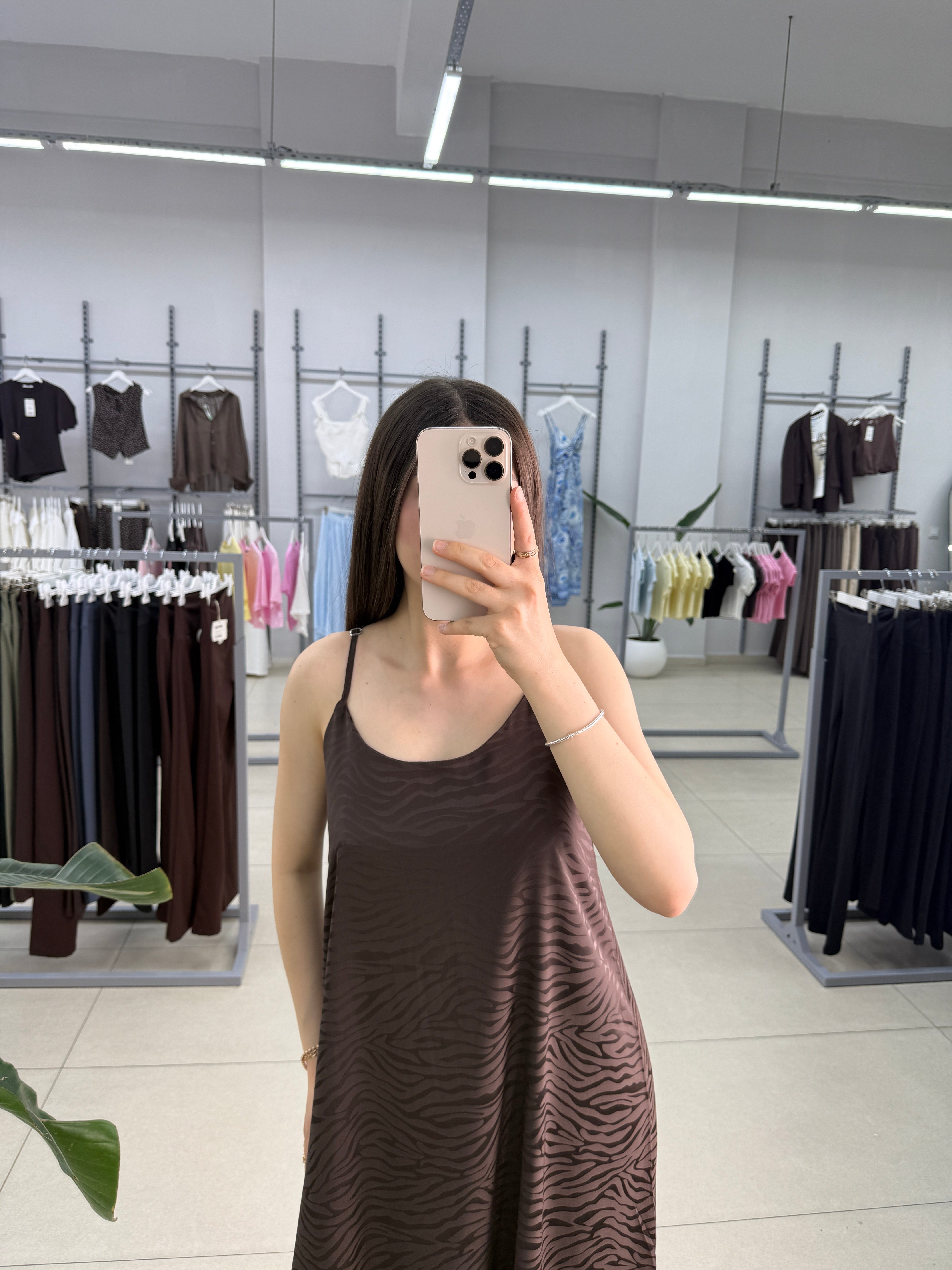 Saten İp Askılı Elbise