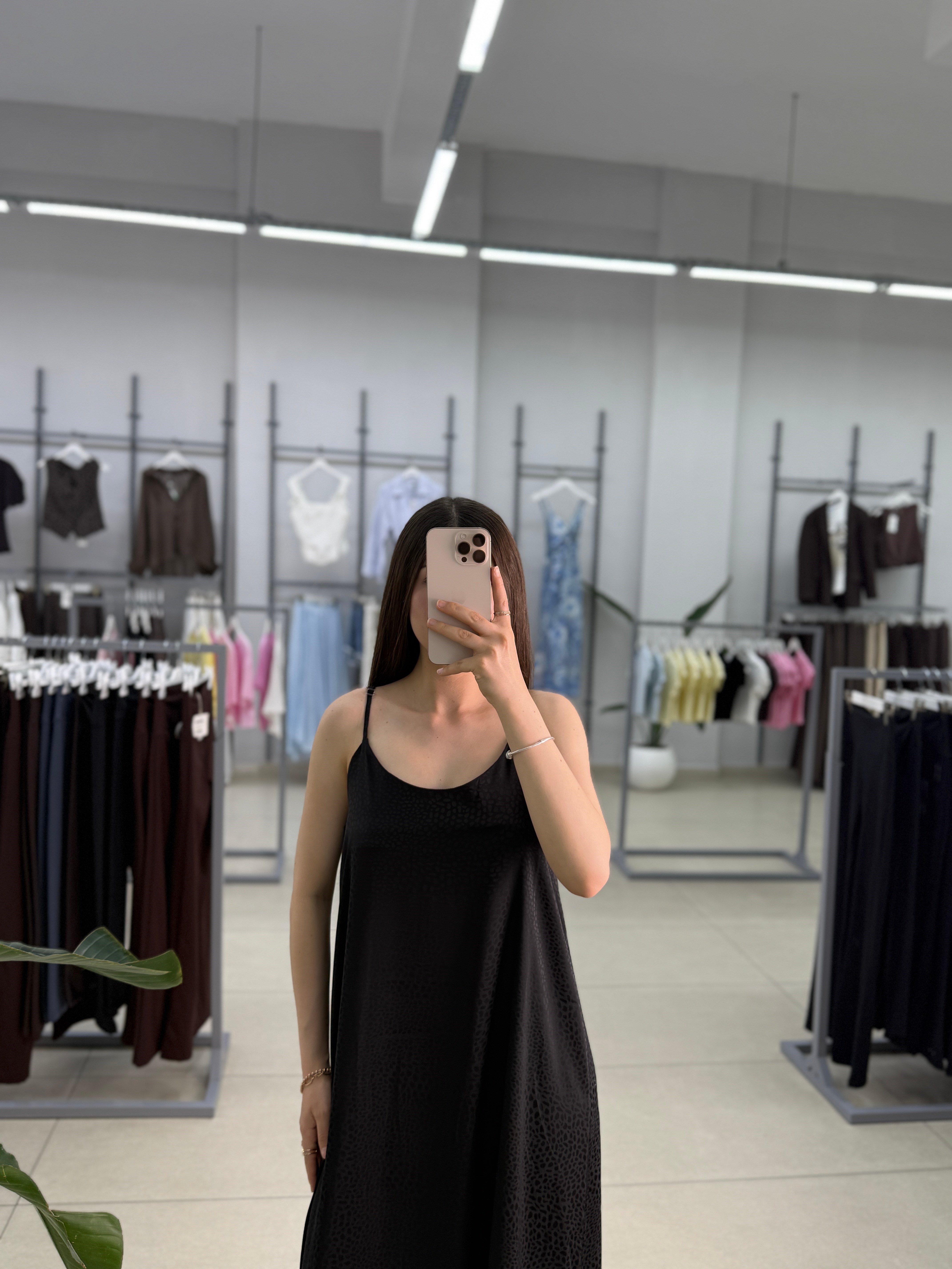 Saten İp Askılı Elbise