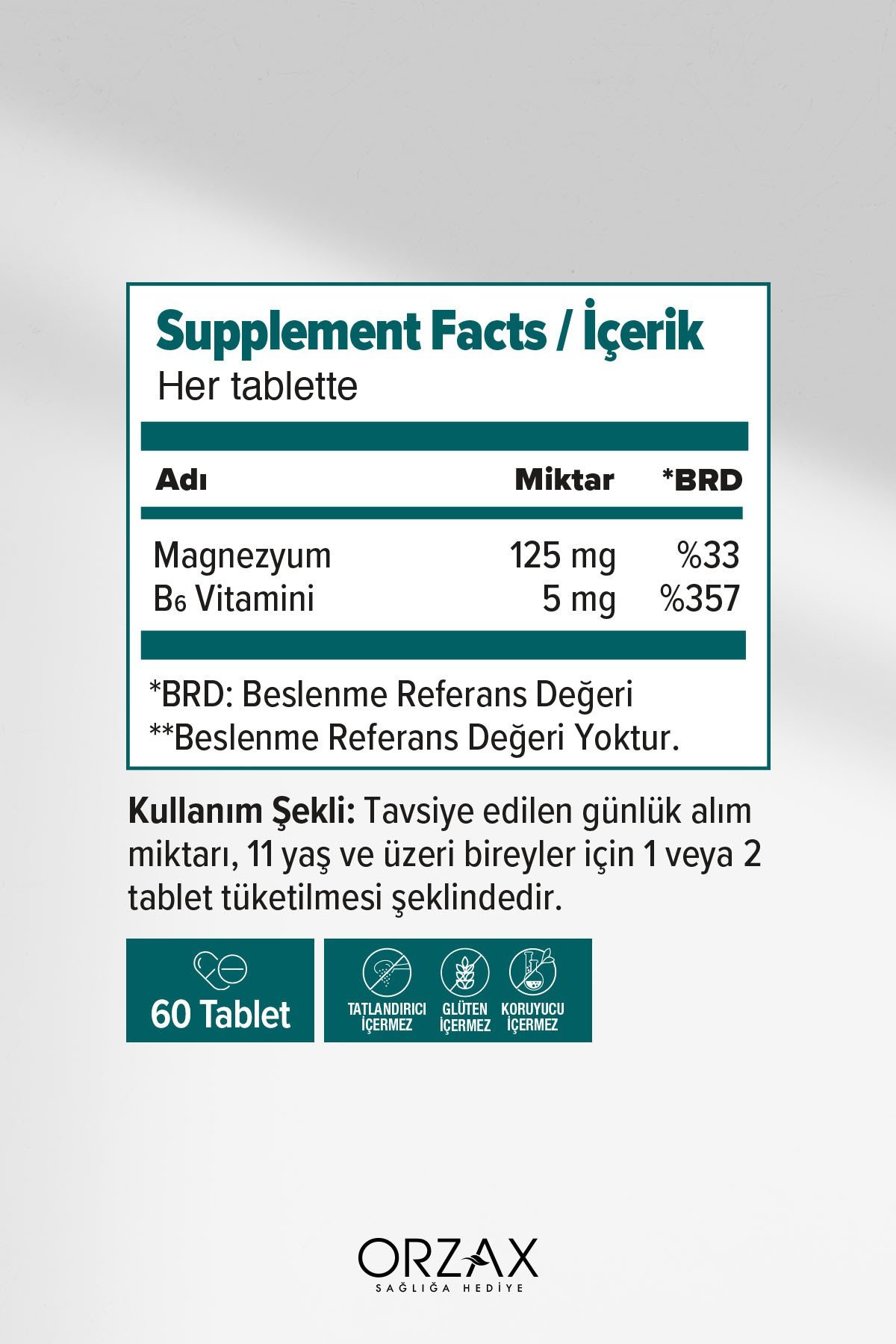 Magnezyum Complex — Bisglisinat - Malat - Sitrat - Taurat & B6 (P5P) Vitamini 60 Tablet