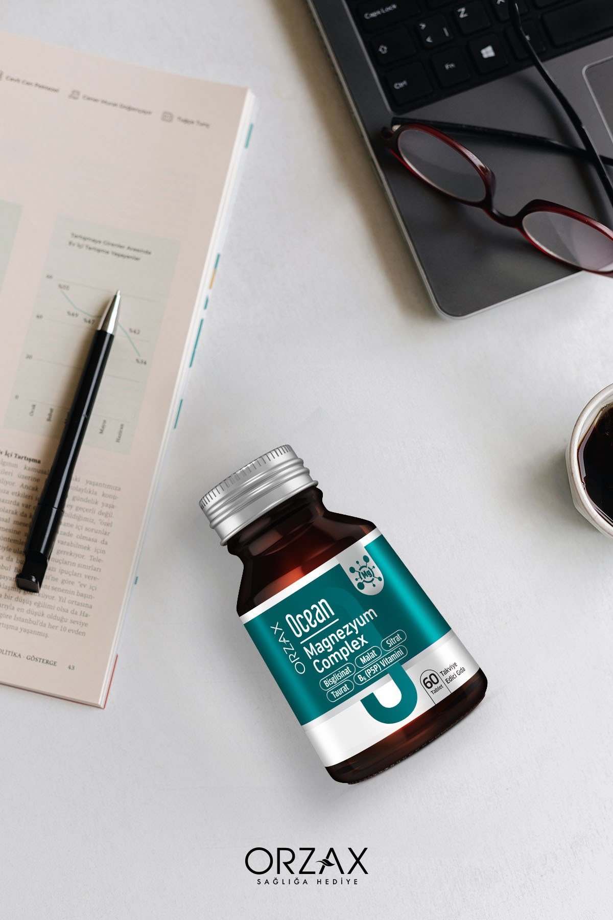 Magnezyum Complex — Bisglisinat - Malat - Sitrat - Taurat & B6 (P5P) Vitamini 60 Tablet