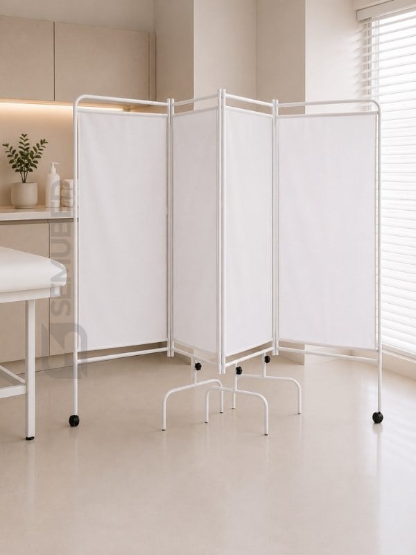 Semubed 4lü Bölmeli Paravan Katlanır Perde Panel Beyaz-SMB00133