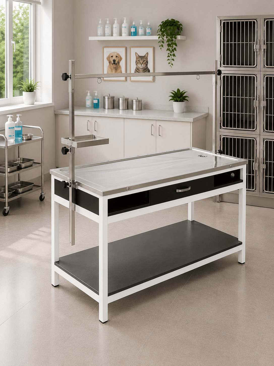 Semubed Veteriner Ameliyat Operasyon Masası Çekmeceli Siyah-SMB00039