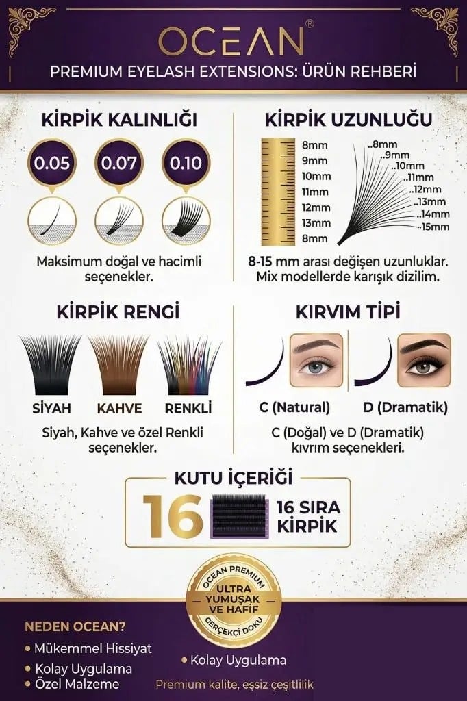 Ocean Renkli Mix İpek Kirpik 0.07D ASU-1503