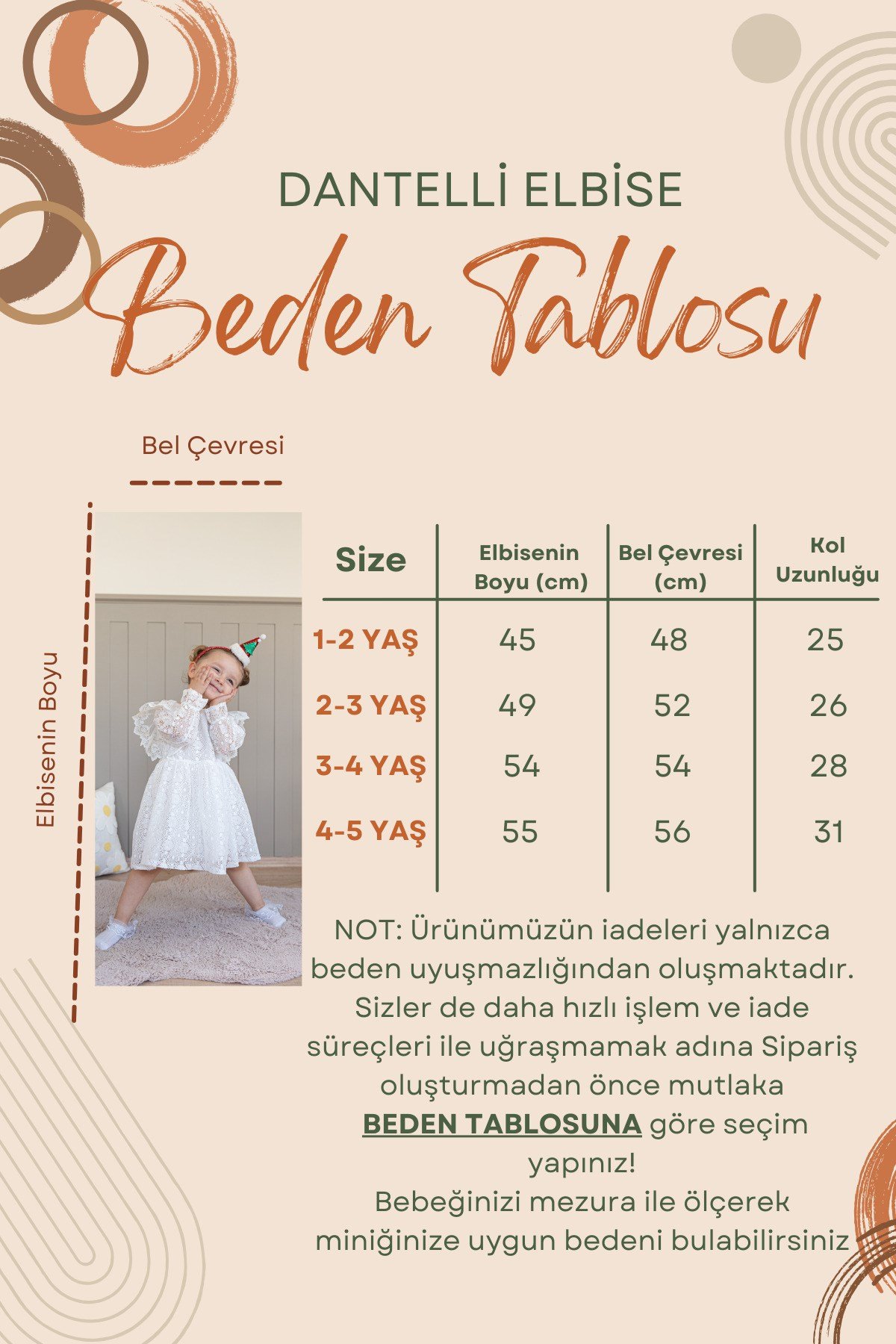 Kız Bebek Çocuk Elbise Doğum Günü Parti Düğün Fırfırlı Dantelli Uzun Kol Astarlı Fermuarlı Elbise