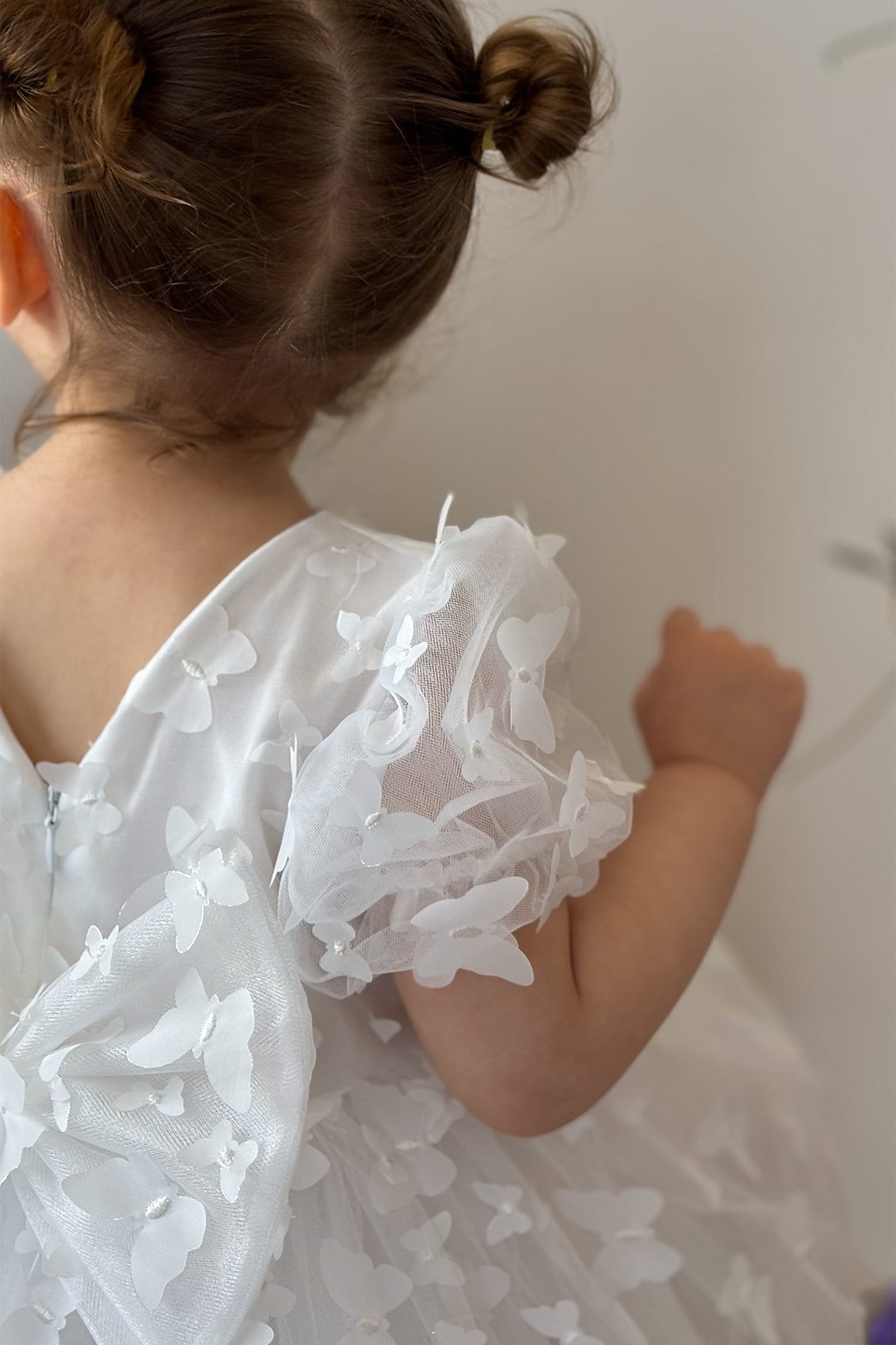 Kız Bebek Elbise Kısa Kollu Fiyonklu Doğum Günü Parti Düğün Özel Gün Abiye Kız Çocuk Elbise
