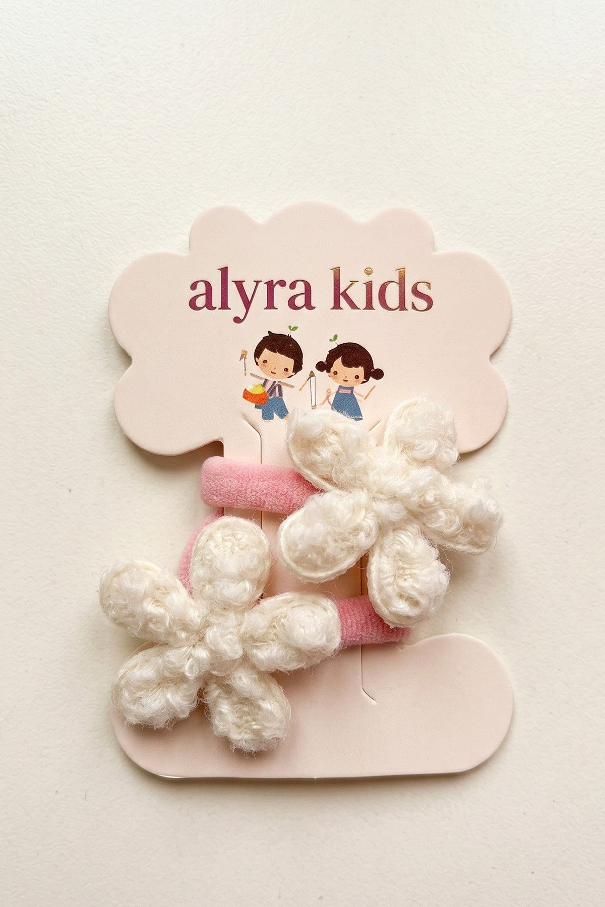 Kız Çocuk İkili Lastik Toka Peluş Çiçek Detaylı Bebek Saç Tokası Renkli Set
