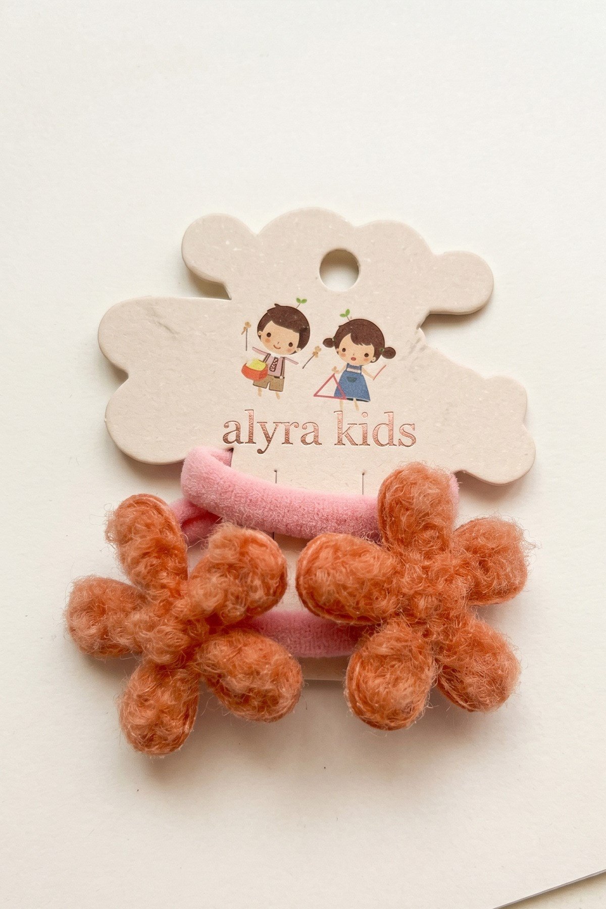 Kız Çocuk İkili Lastik Toka Peluş Çiçek Detaylı Bebek Saç Tokası Renkli Set