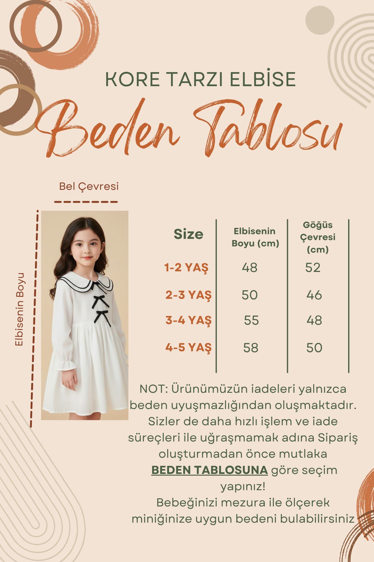 Kız Çocuk Kore Tarzı Bebe Yaka Uzun Kollu Astarlı Fiyonk Detay Keten Yılbaşı Elbise