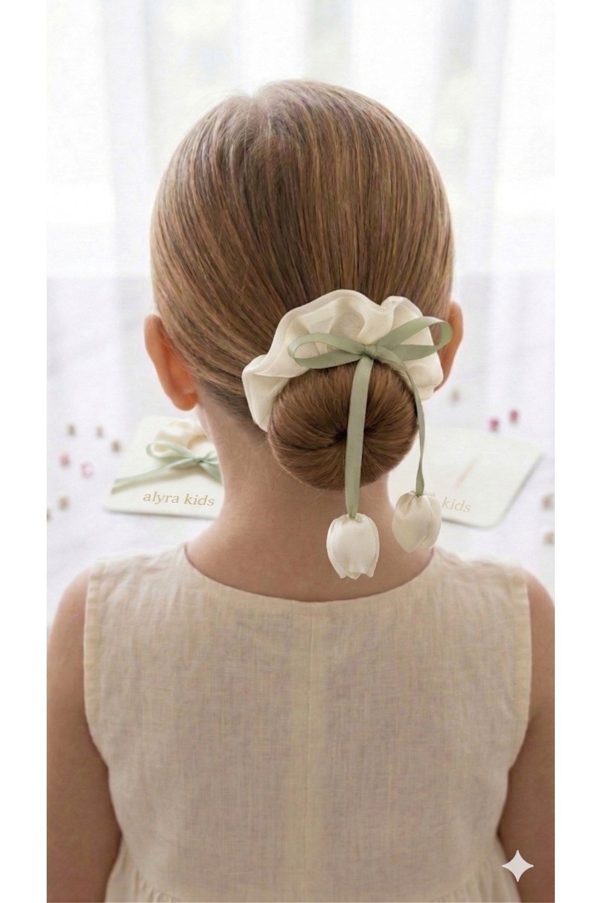 Saten Fiyonklu Saç Tokası Lastik Toka Scrunchie Model Krem Pembe Kırmızı