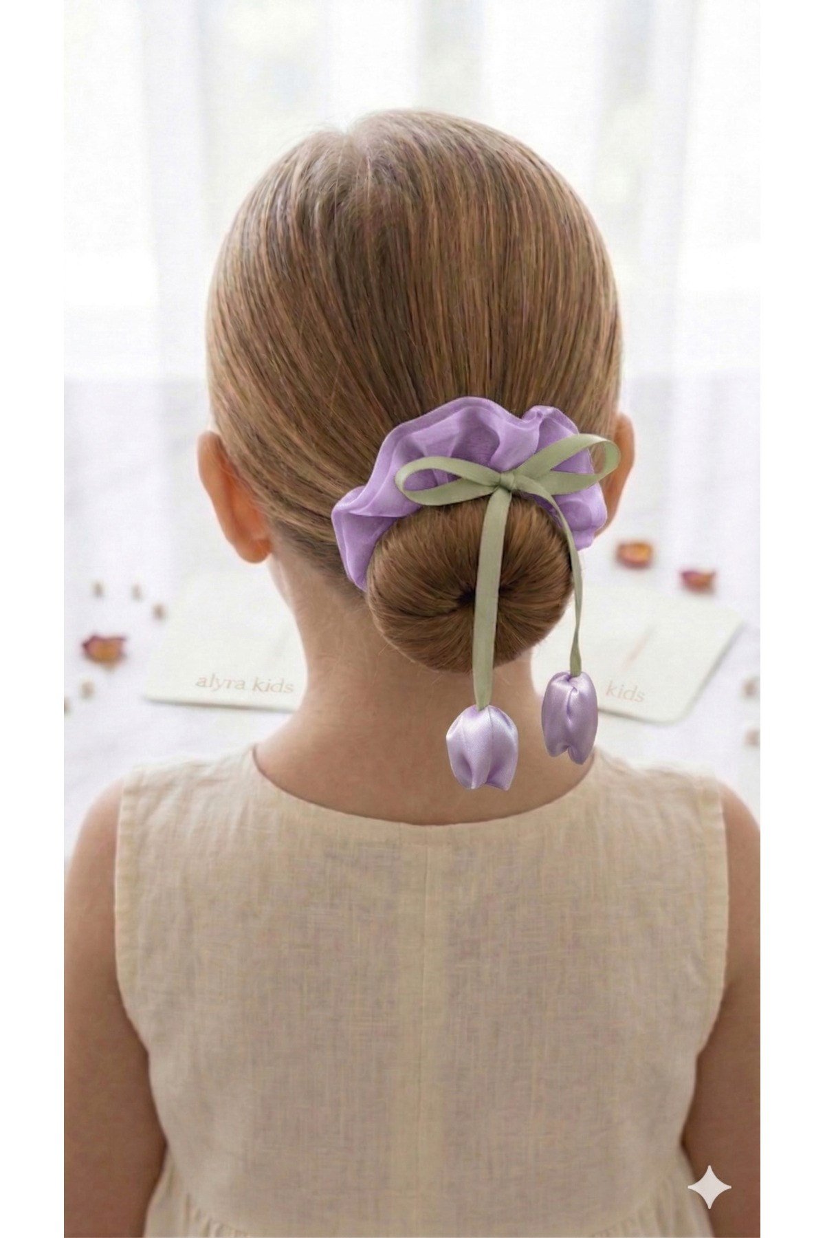 Saten Fiyonklu Saç Tokası Lastik Toka Scrunchie Model Krem Pembe Kırmızı