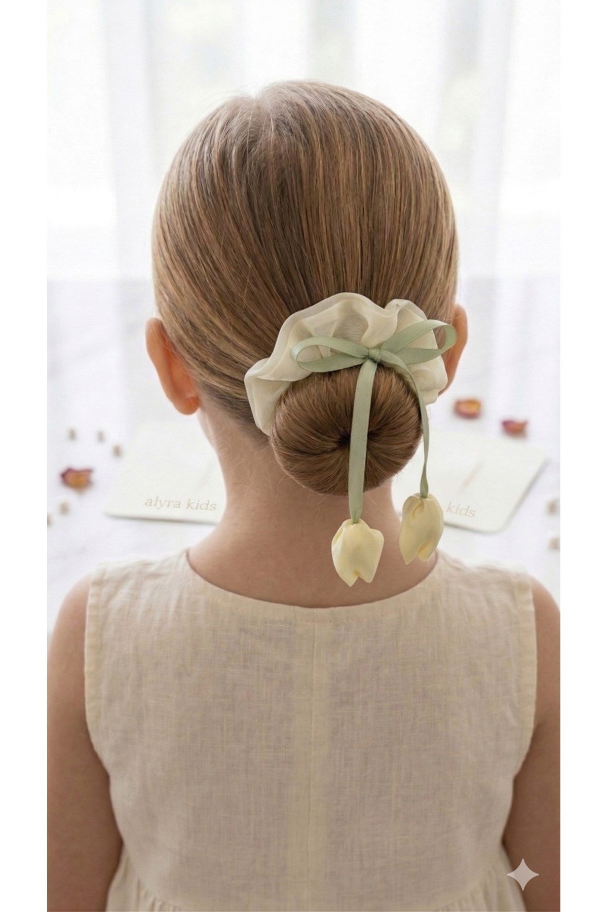 Saten Fiyonklu Saç Tokası Lastik Toka Scrunchie Model Krem Pembe Kırmızı