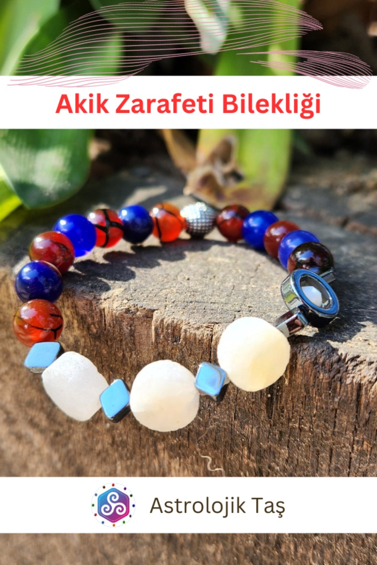 Akik Zarafeti Doğal Taş Bileklik - Sertifikalı Akik Taşı -mutluluk - Şans - Nazar -özgüven -aşk