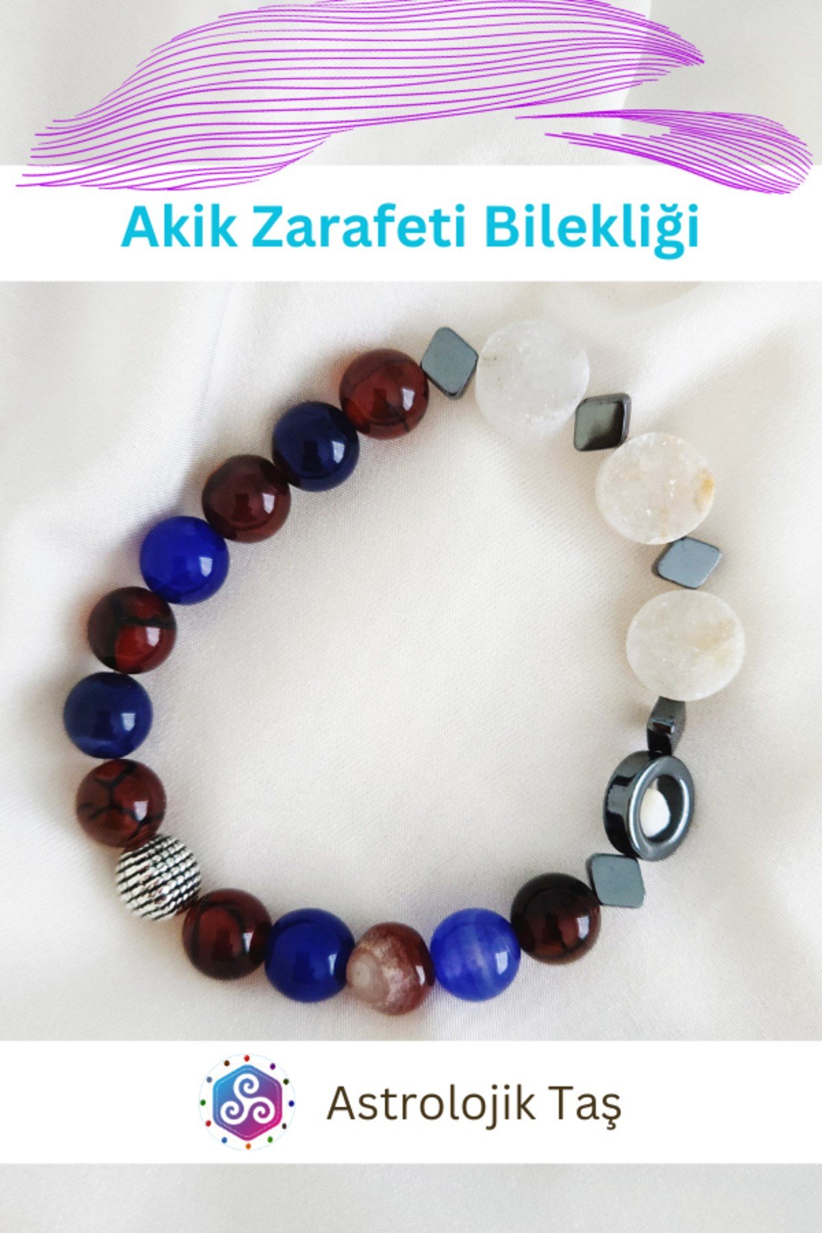 Akik Zarafeti Doğal Taş Bileklik - Sertifikalı Akik Taşı -mutluluk - Şans - Nazar -özgüven -aşk