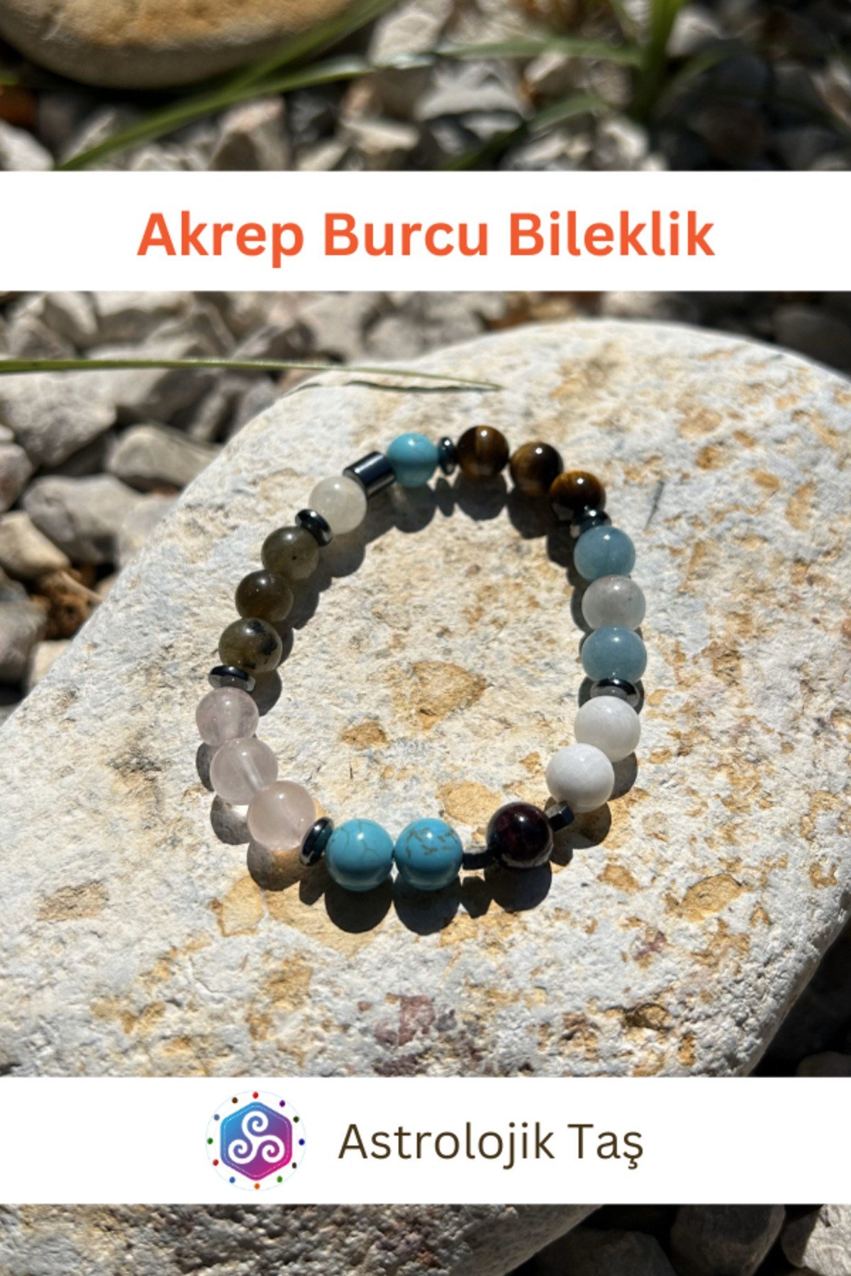 Akrep Burcu Bilekliği - Sertifikalı - Ay Taşı, Akuamarin, K. Gözü, Labradorit, Turkuaz , Lal Taşı