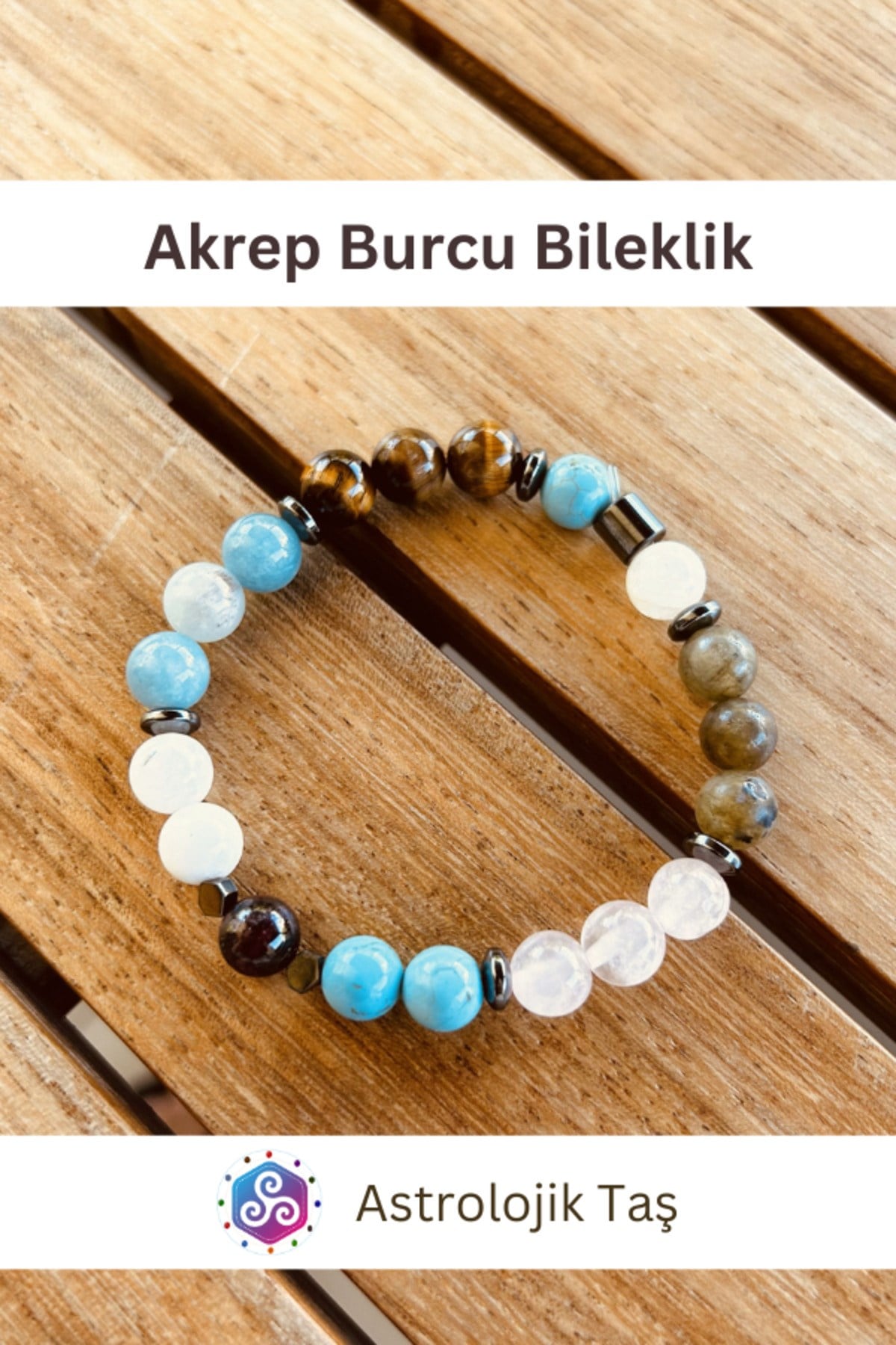 Akrep Burcu Bilekliği - Sertifikalı - Ay Taşı, Akuamarin, K. Gözü, Labradorit, Turkuaz , Lal Taşı