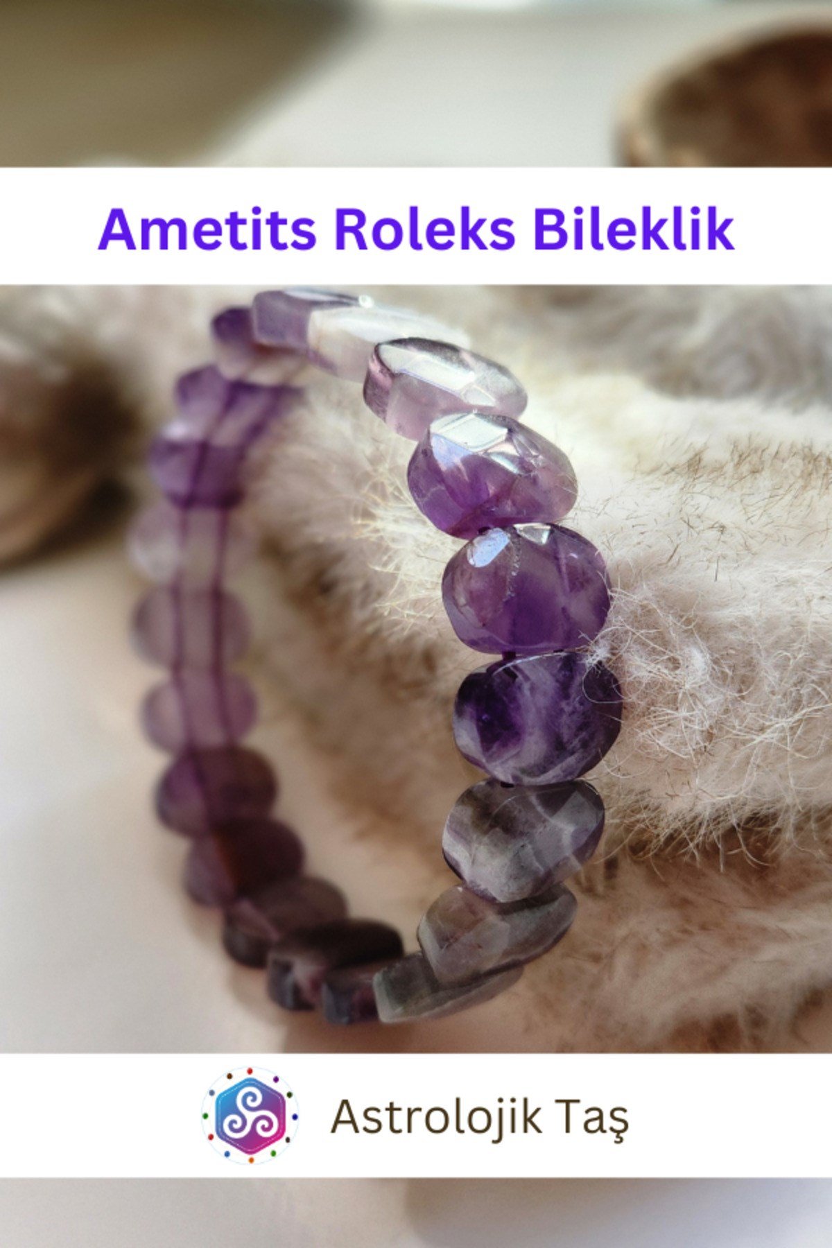 Ametits Doğal Taş Roleks Bileklik -Sertifikalı - Oval Ametits Taşı