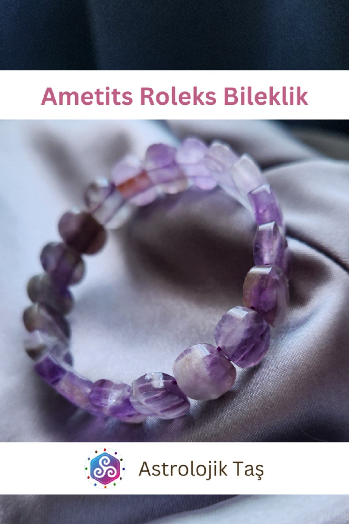 Ametits Doğal Taş Roleks Bileklik -Sertifikalı - Oval Ametits Taşı
