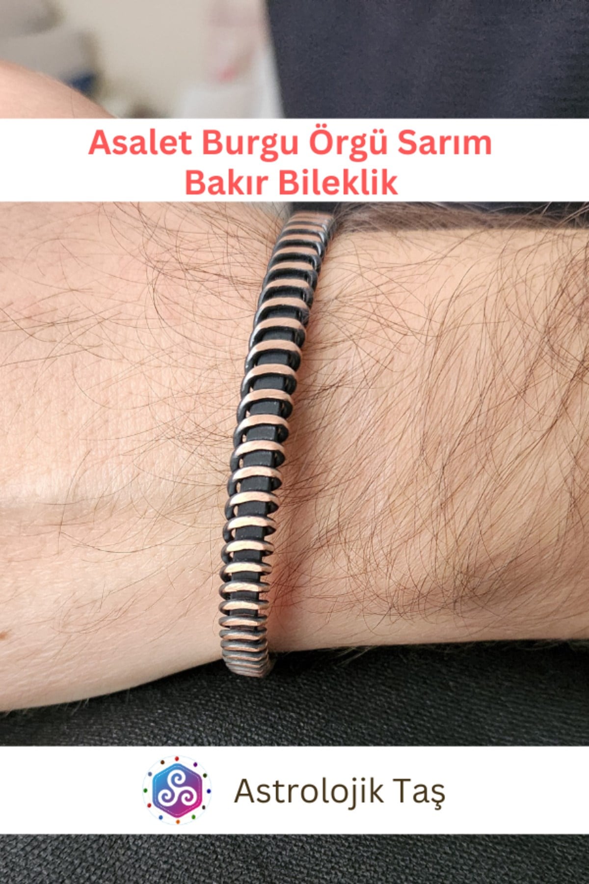 Asalet Burgu Örgü Sarım Bakır Bileklik Kadın Erkek