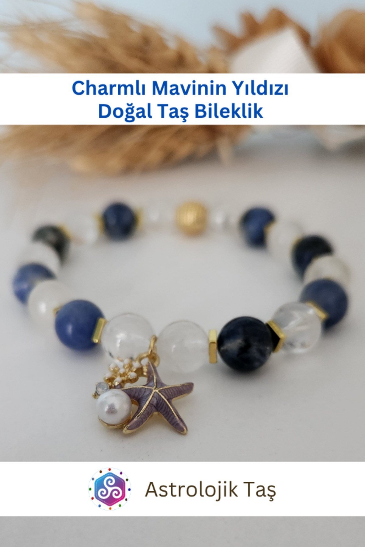 Charmlı Mavinin Yıldızı Doğal Taş Bileklik – Sertifikalı - Kuvars & Sodalit