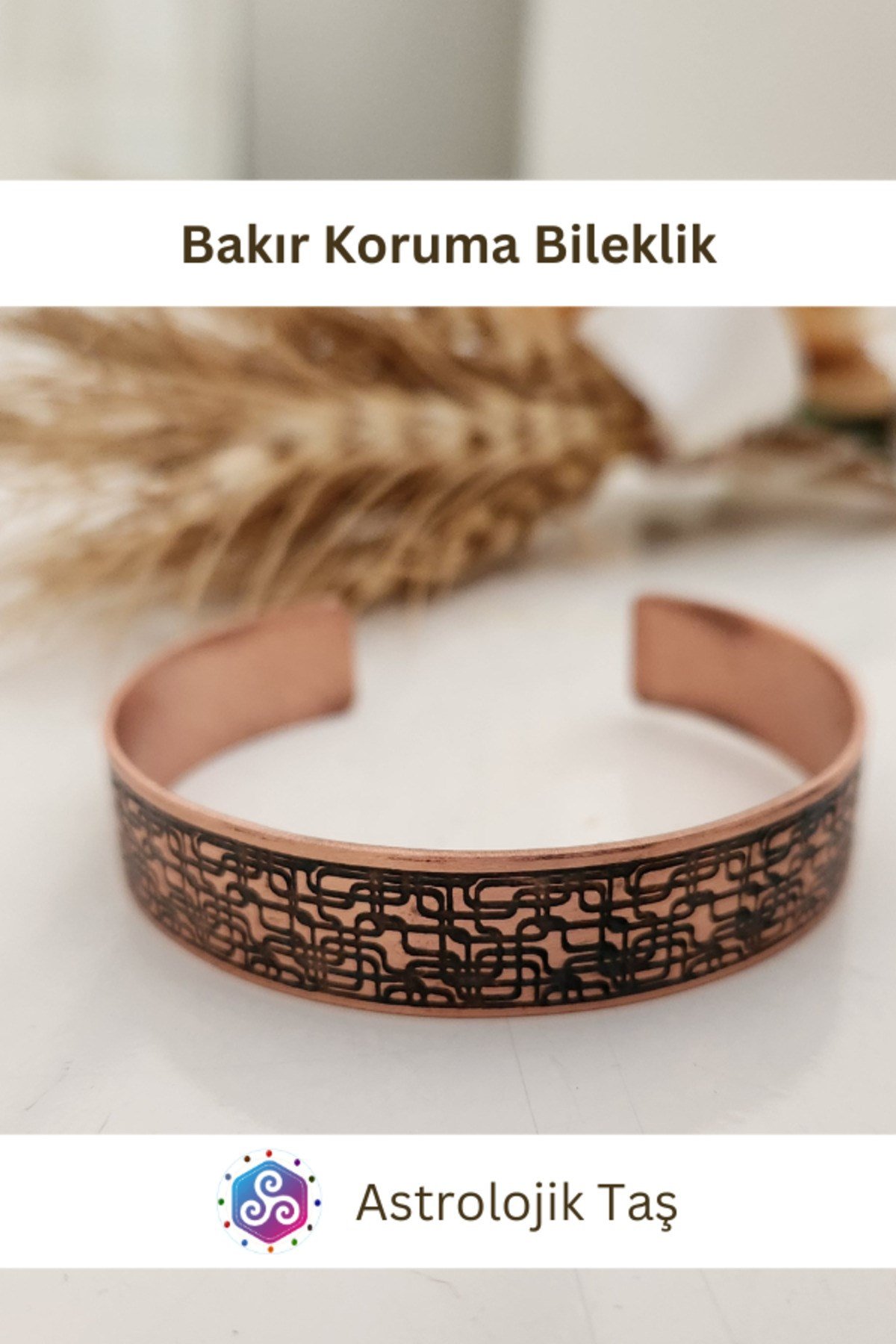 Desenli Bakır Koruma Bileklik Bilezik Kadın Erkek