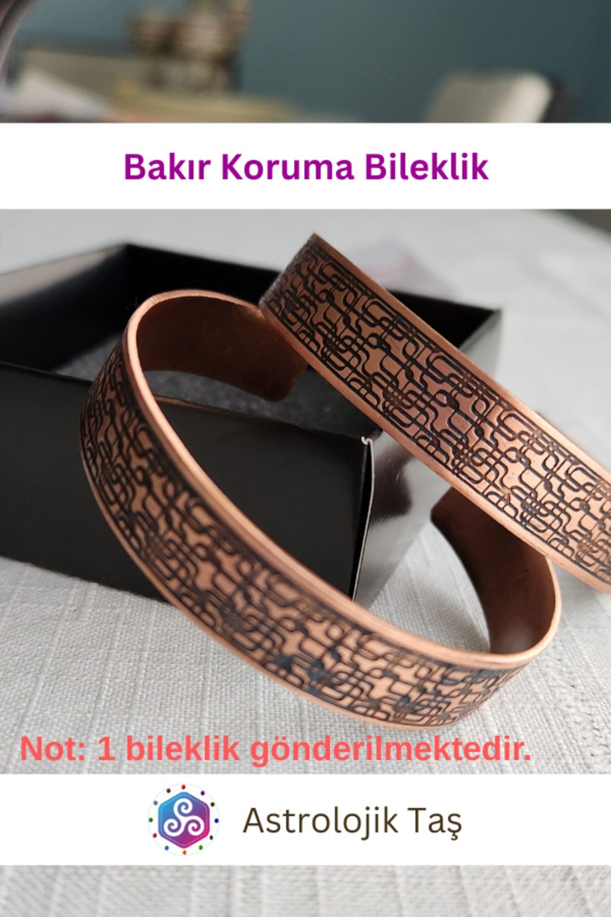 Desenli Bakır Koruma Bileklik Bilezik Kadın Erkek