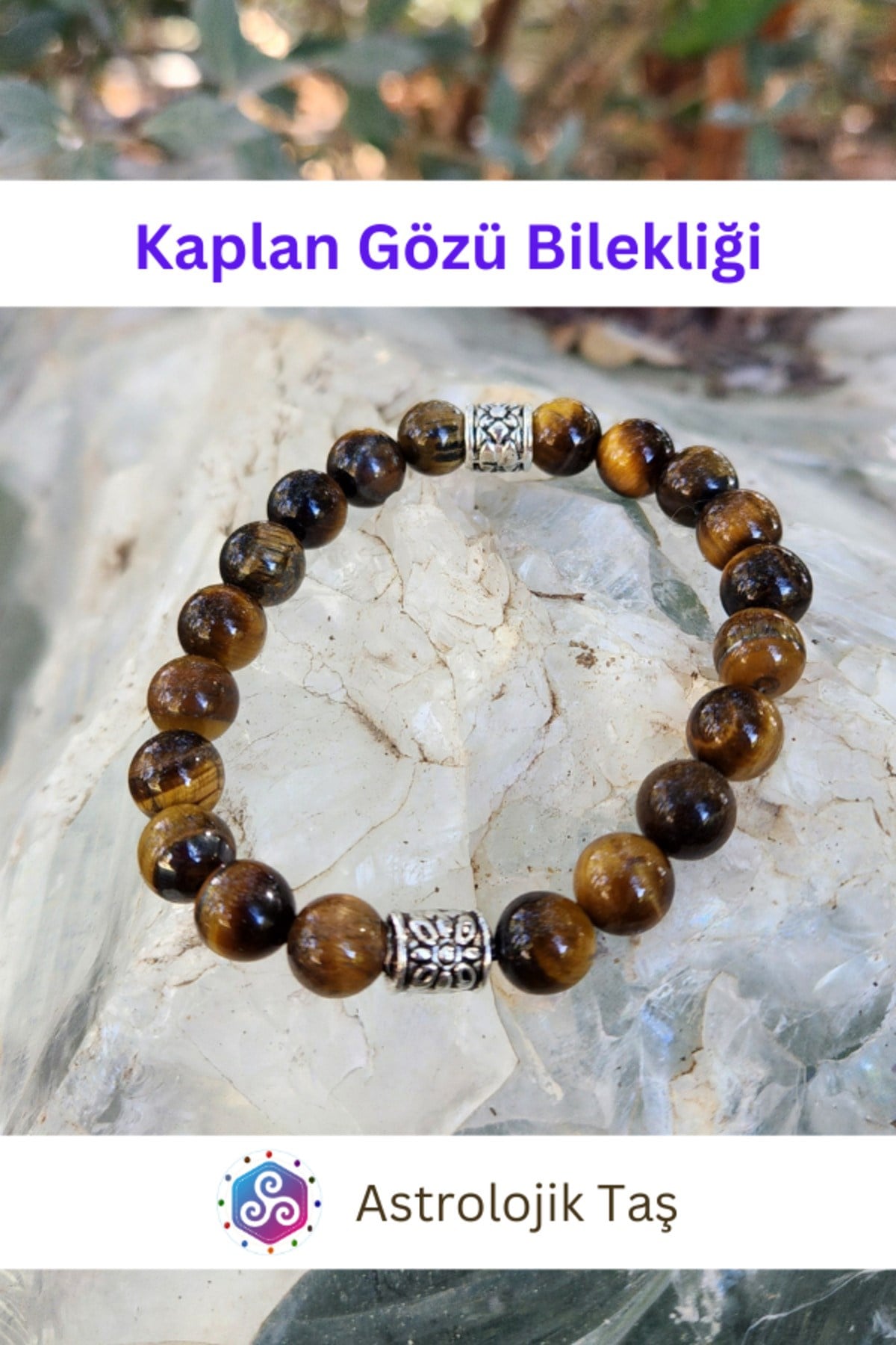 Doğal Taş Kaplan Gözü Bilekliği - Koruma -güç -cesaret - Ticari Başarı