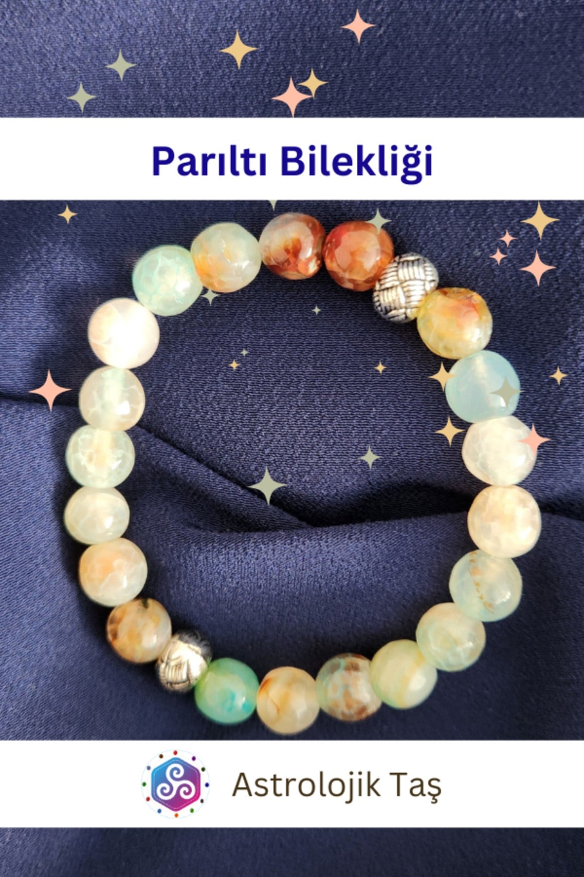 Doğal Taş Parıltı Bilekliği Akik Taşı - Sertifikalı Mutluluk- Stres - Konsantrasyon