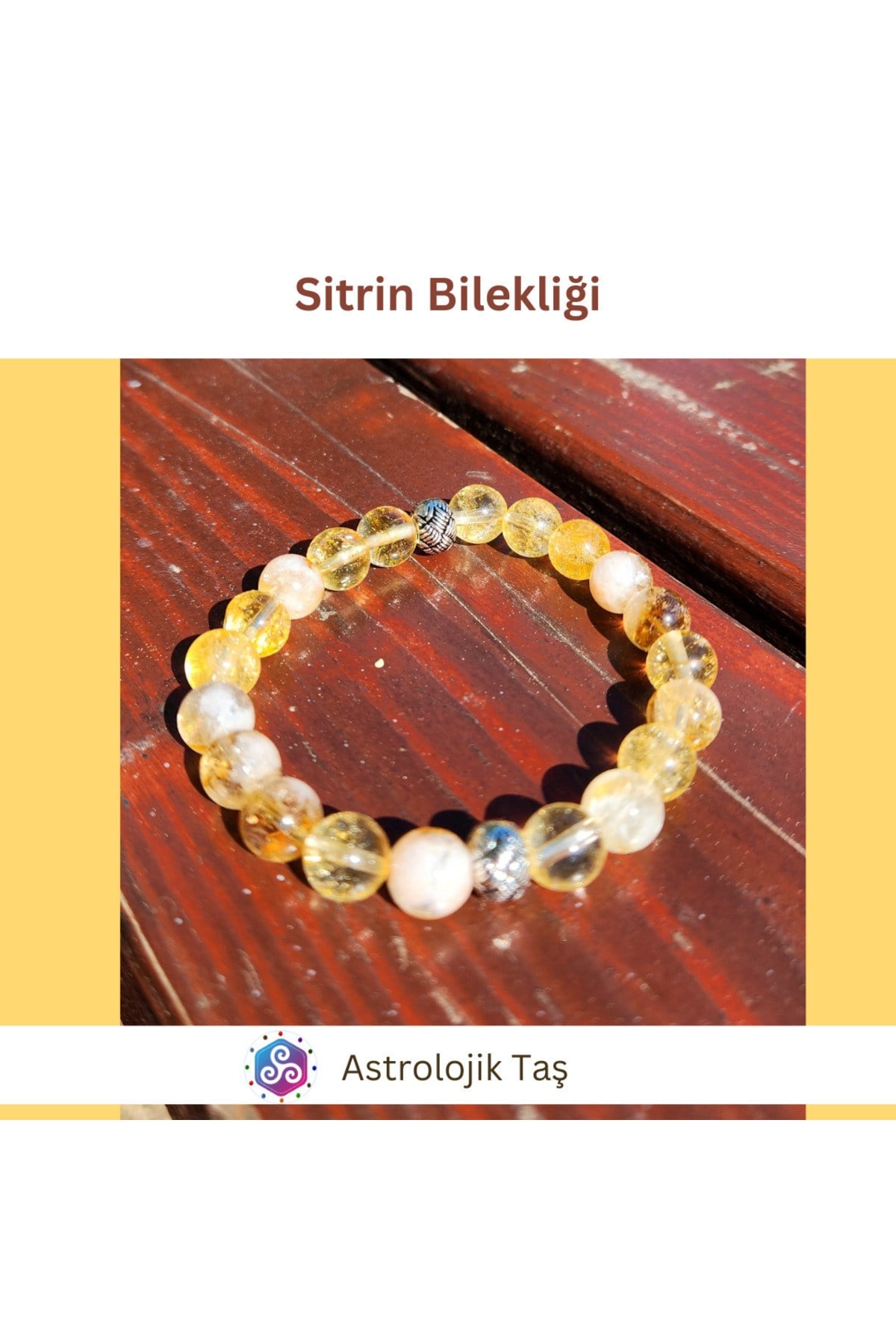 Doğal Taş Sitrin Bileklik, Para Taşı, Enerji Taşı, Bereket Taşı