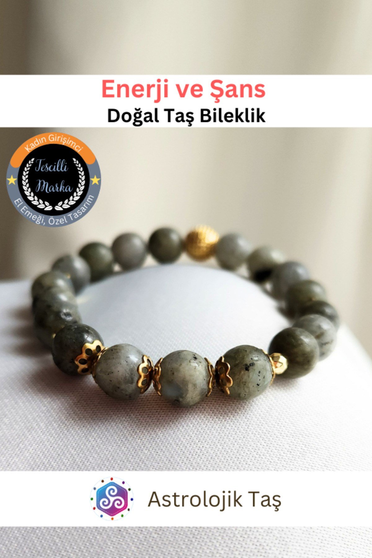 Enerji ve Şans Doğal Taş Bileklik - Labradorit & Hematit Işıltılı Enerji ve Koruma Bilekliği