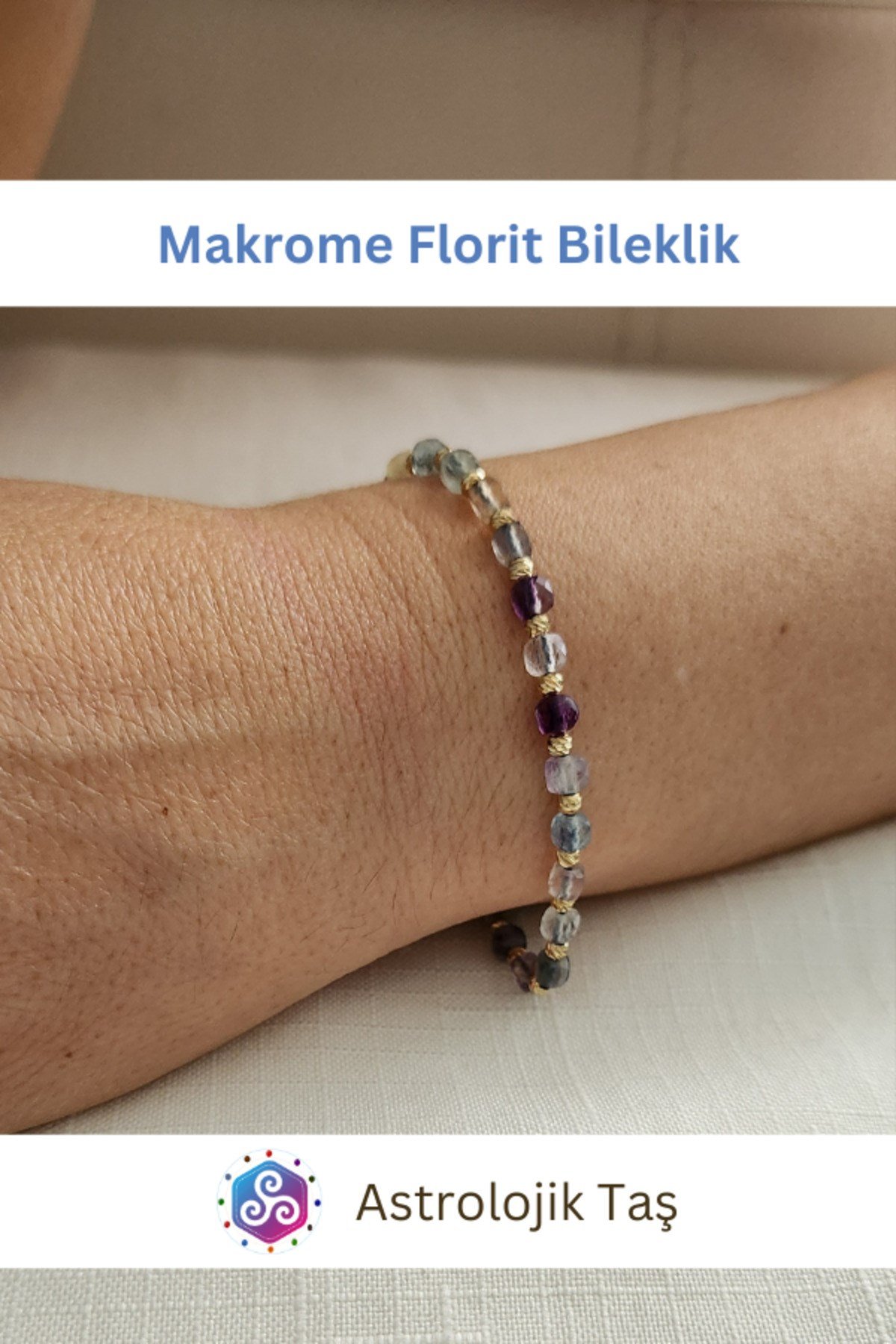 Florit Doğal Taş Faset Küp Kesim 4mm Makrome Bileklik