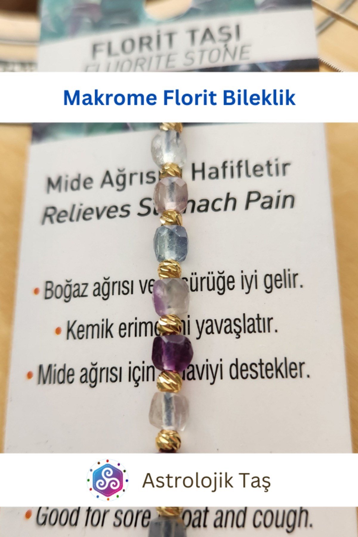 Florit Doğal Taş Faset Küp Kesim 4mm Makrome Bileklik