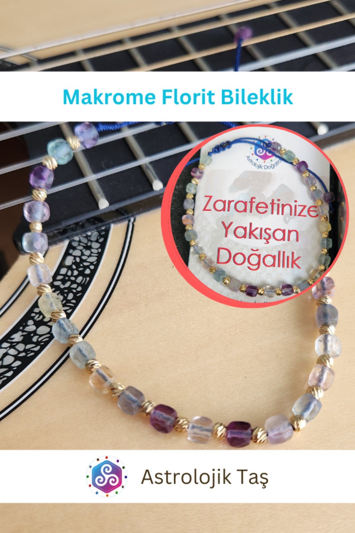 Florit Doğal Taş Faset Küp Kesim 4mm Makrome Bileklik
