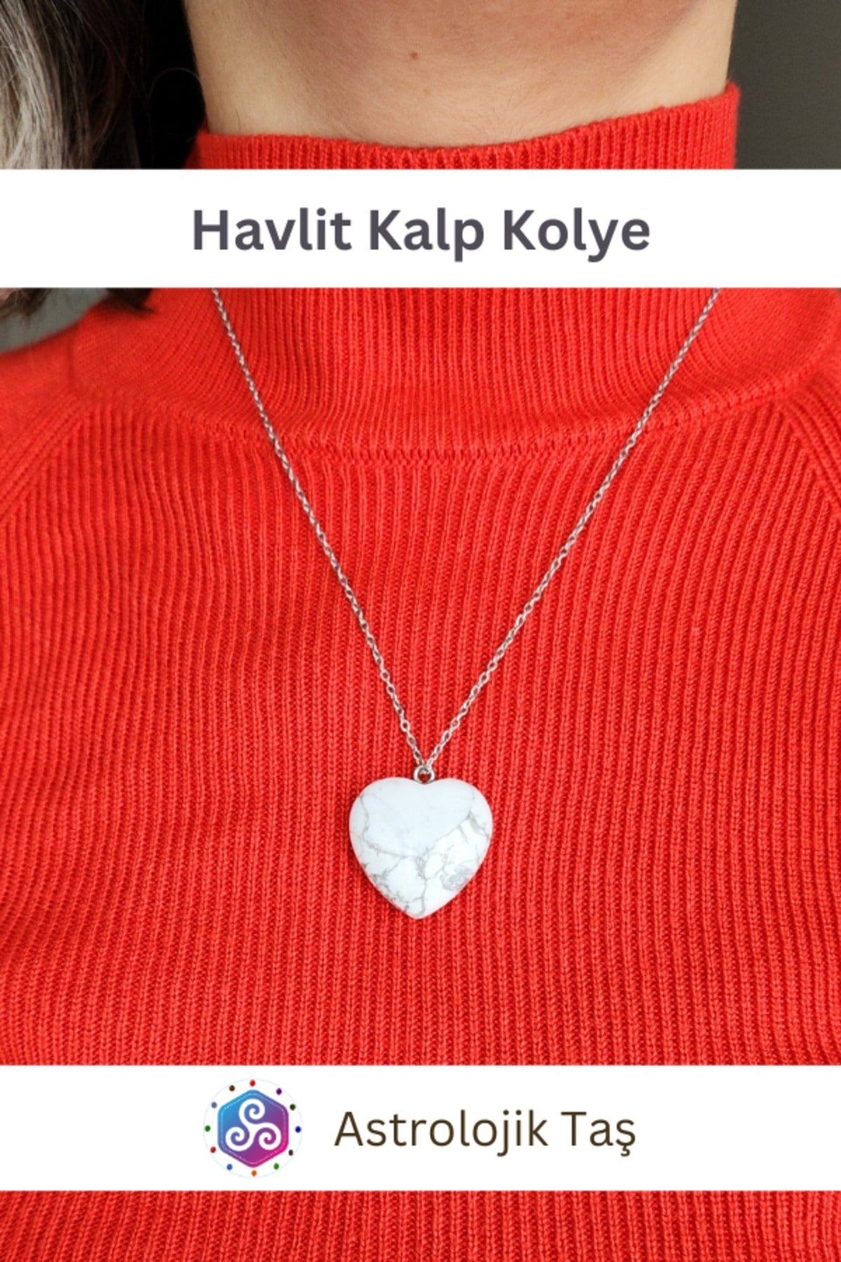 Havlit Doğal Taş Kalp Kolye