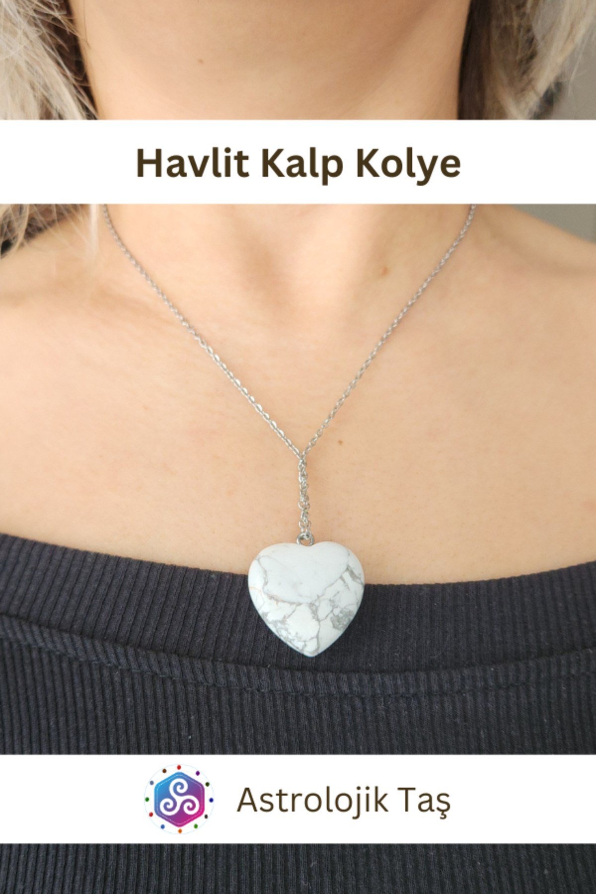 Havlit Doğal Taş Kalp Kolye