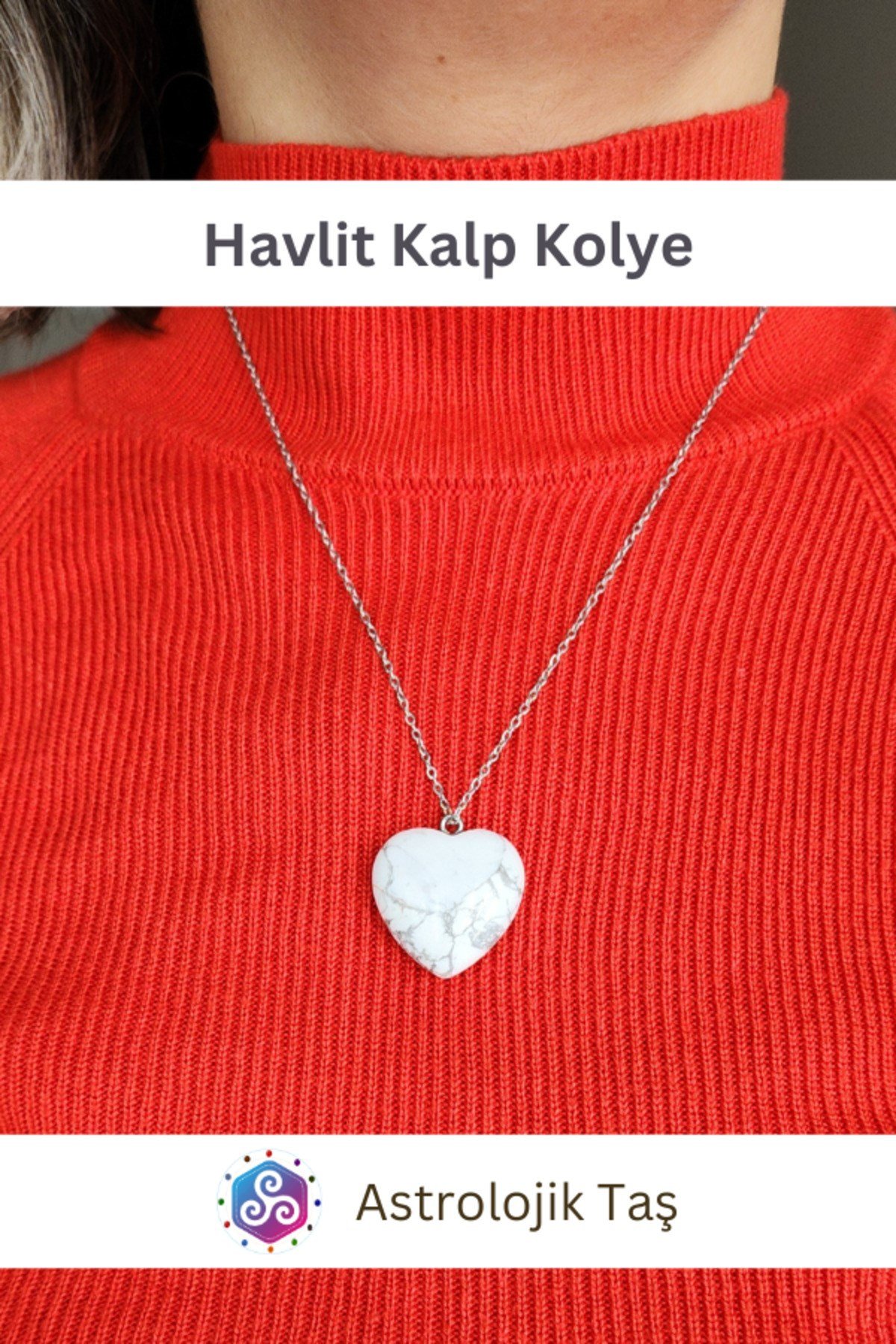 Havlit Doğal Taş Kalp Kolye