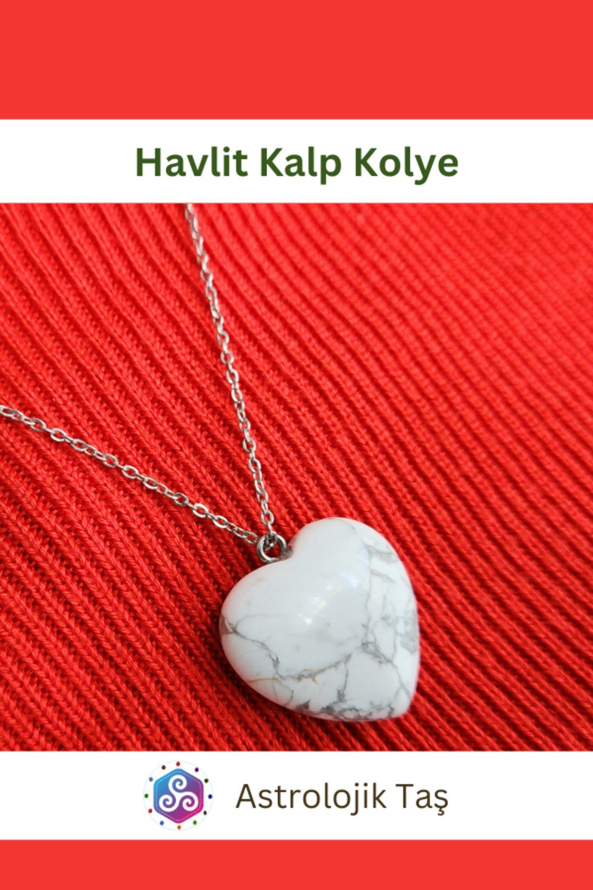 Havlit Doğal Taş Kalp Kolye