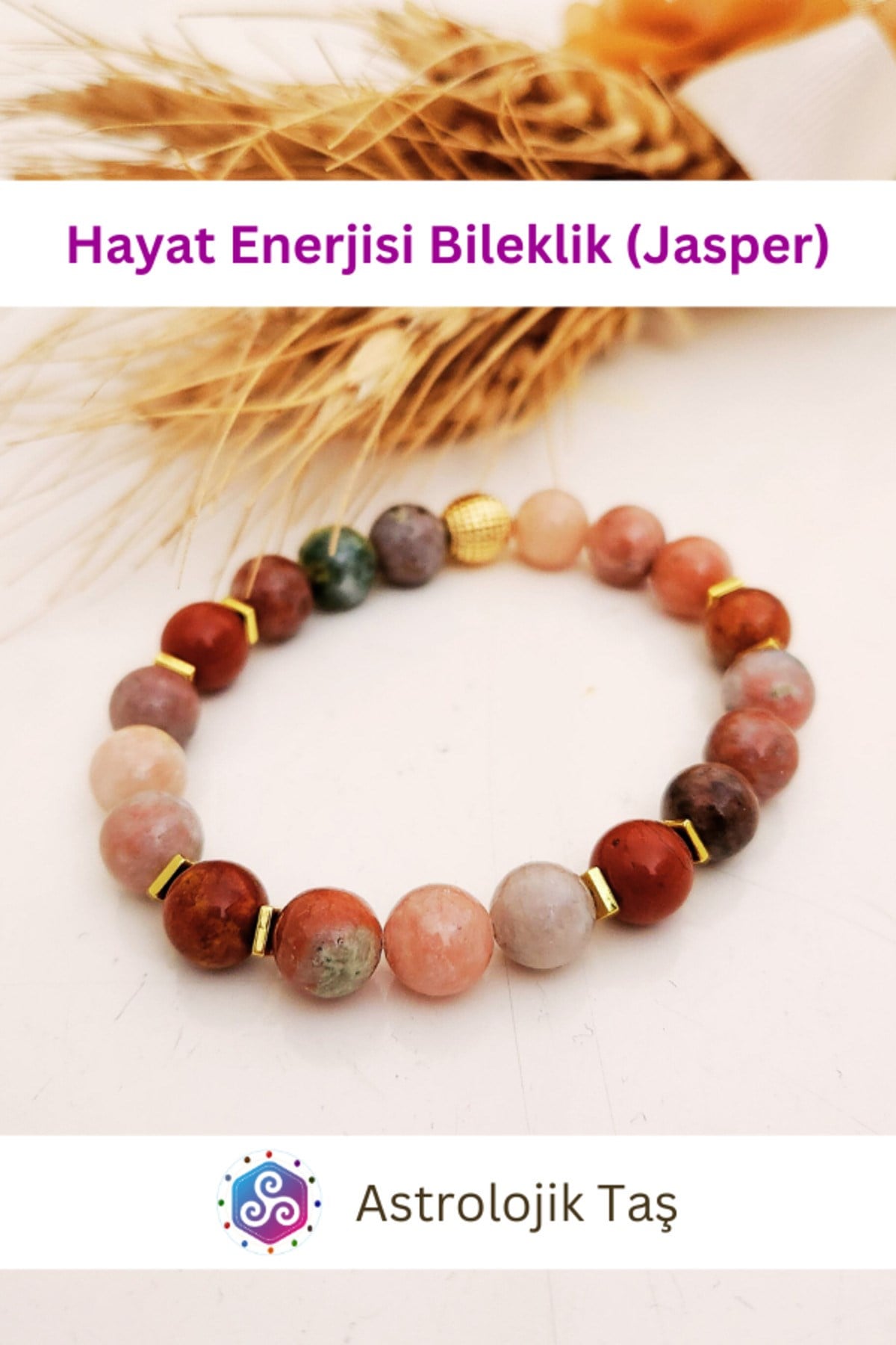 Hayat Enerjisi Bileklik Jasper Doğal Taş Bileklik- Sertifikalı - Jasper & Hematit