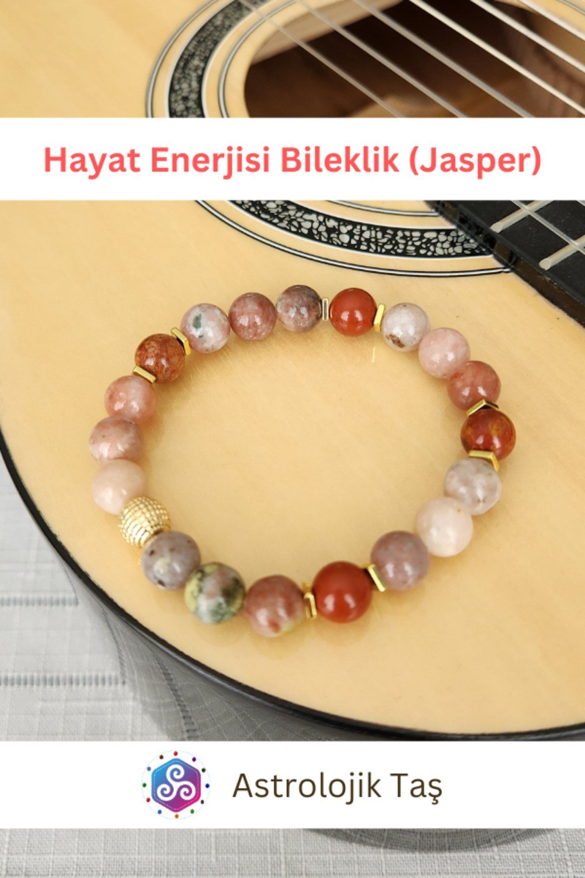 Hayat Enerjisi Bileklik Jasper Doğal Taş Bileklik- Sertifikalı - Jasper & Hematit