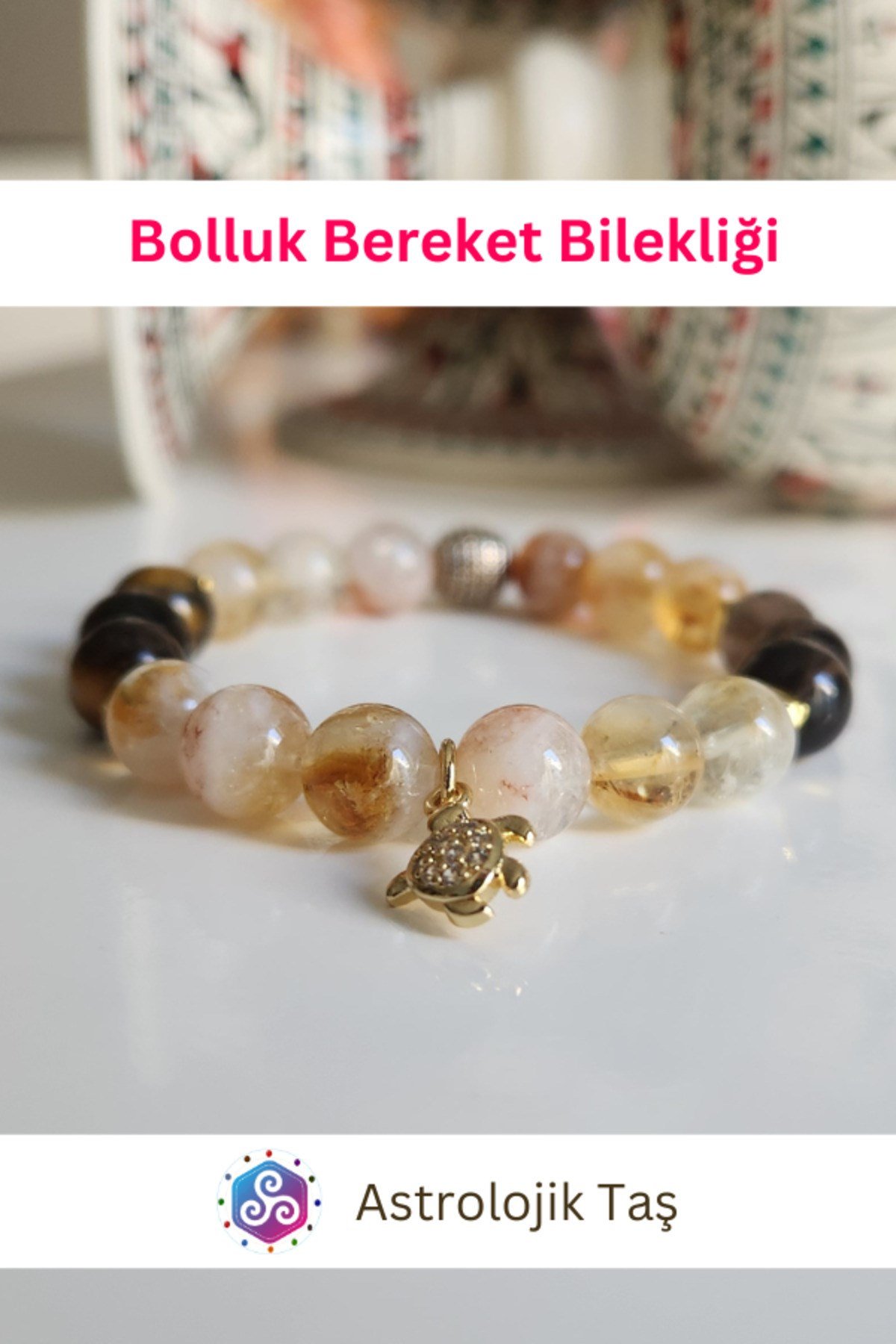 Kadın Bolluk Bereket Bilekliği - Sertifikalı Doğal Taş - Para - Bereket - Başarı - Mutluluk