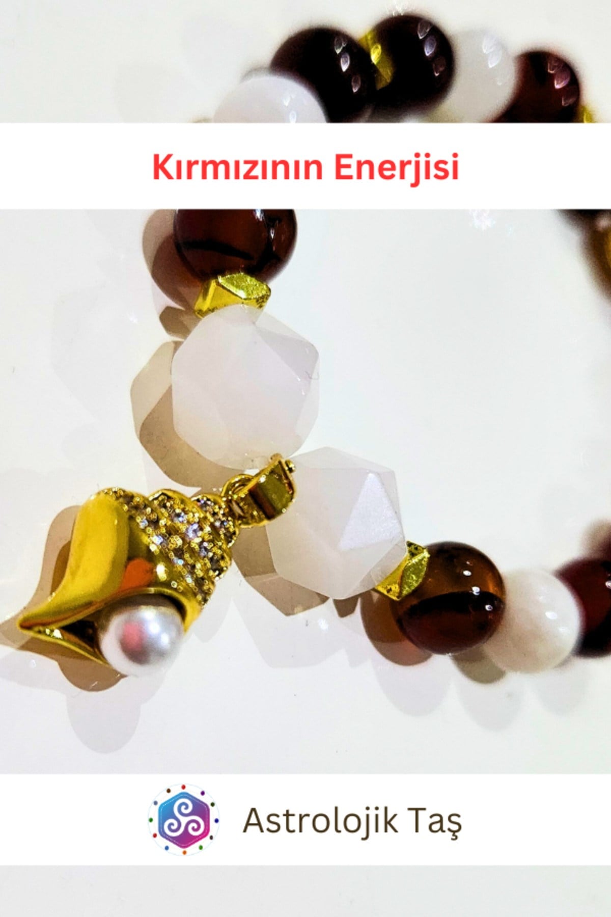 Kırmızının Enerjisi Doğal Taş Bileklik – 2026 Yeni Yıl Bilekliği – K. Akik – Ay Taşı – P. Kuvars