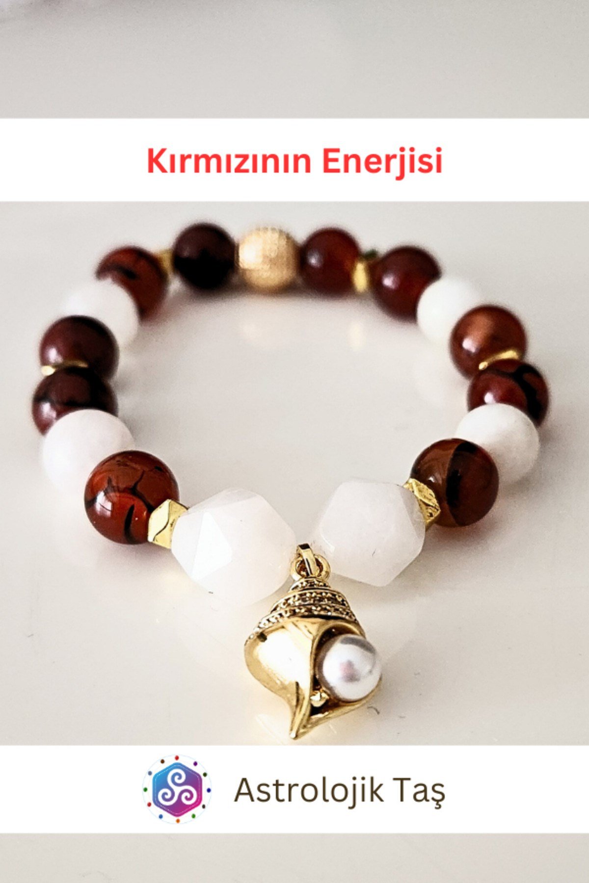 Kırmızının Enerjisi Doğal Taş Bileklik – 2026 Yeni Yıl Bilekliği – K. Akik – Ay Taşı – P. Kuvars