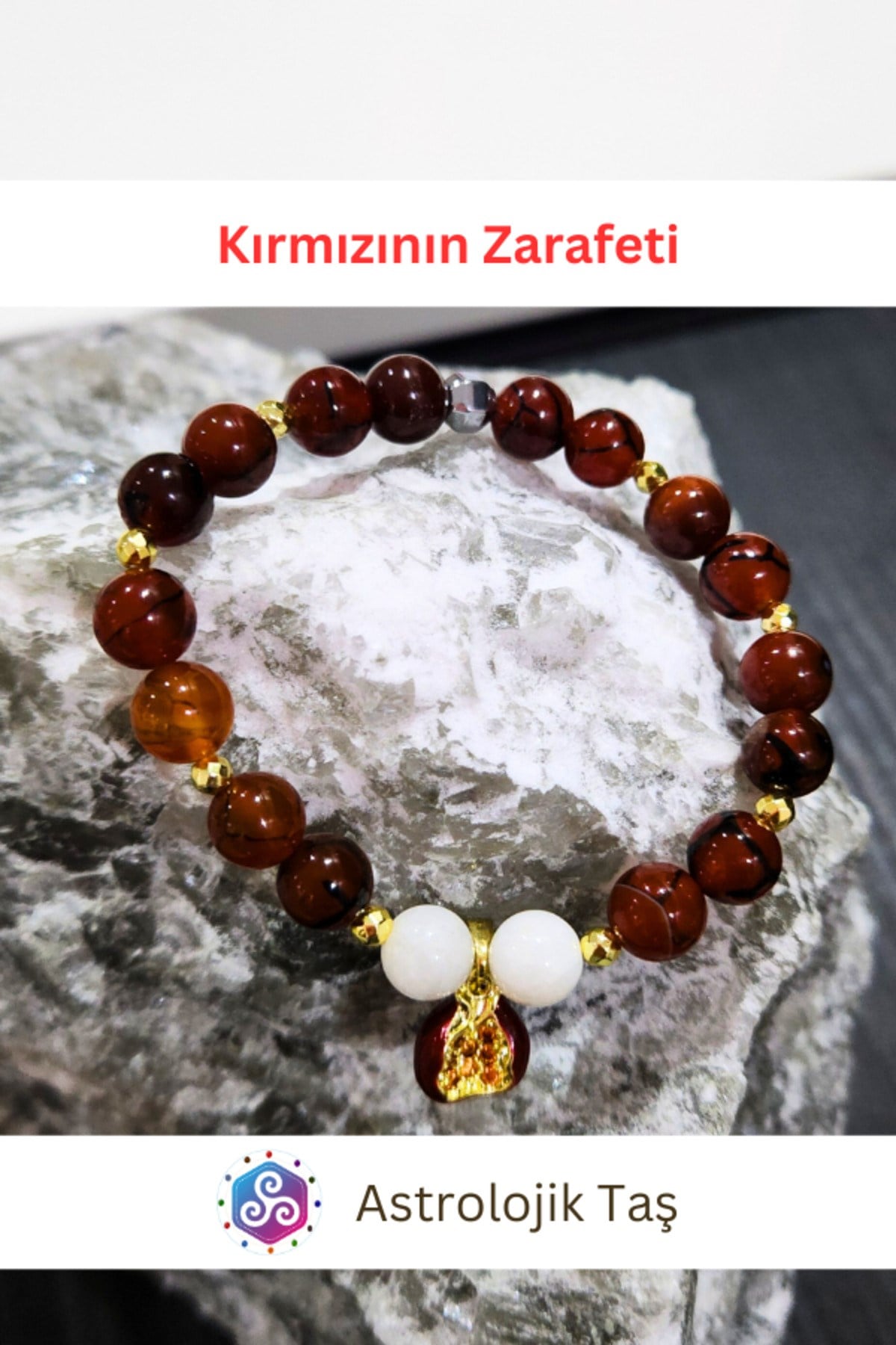 Kırmızının Zarafeti Doğal Taş Bileklik – Sertifikalı - Kırmızı Akik – Ay Taşı -