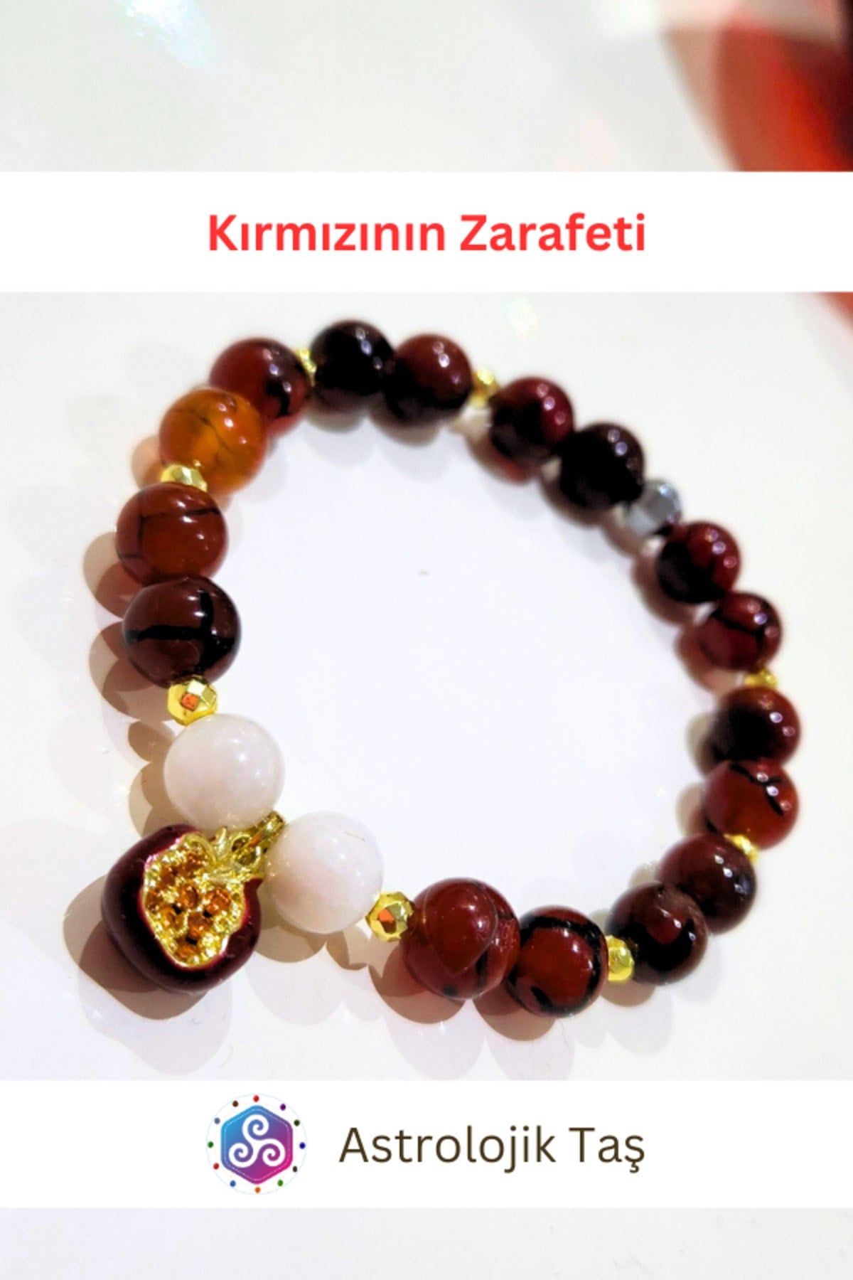 Kırmızının Zarafeti Doğal Taş Bileklik – Sertifikalı - Kırmızı Akik – Ay Taşı -
