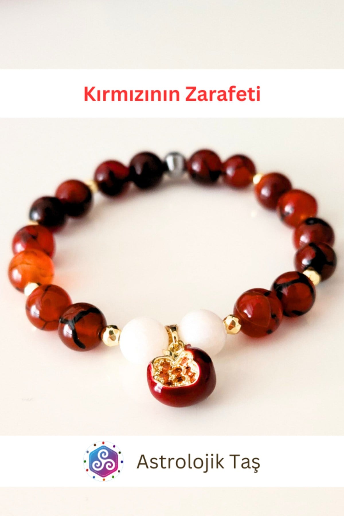 Kırmızının Zarafeti Doğal Taş Bileklik – Sertifikalı - Kırmızı Akik – Ay Taşı -