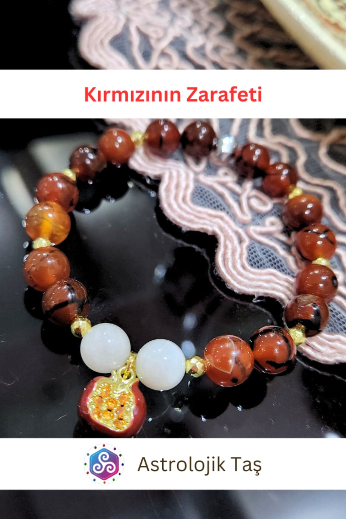 Kırmızının Zarafeti Doğal Taş Bileklik – Sertifikalı - Kırmızı Akik – Ay Taşı -