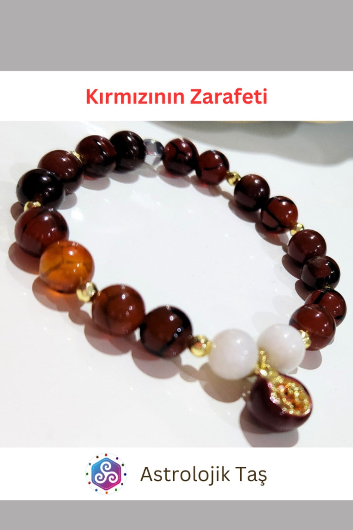 Kırmızının Zarafeti Doğal Taş Bileklik – Sertifikalı - Kırmızı Akik – Ay Taşı -