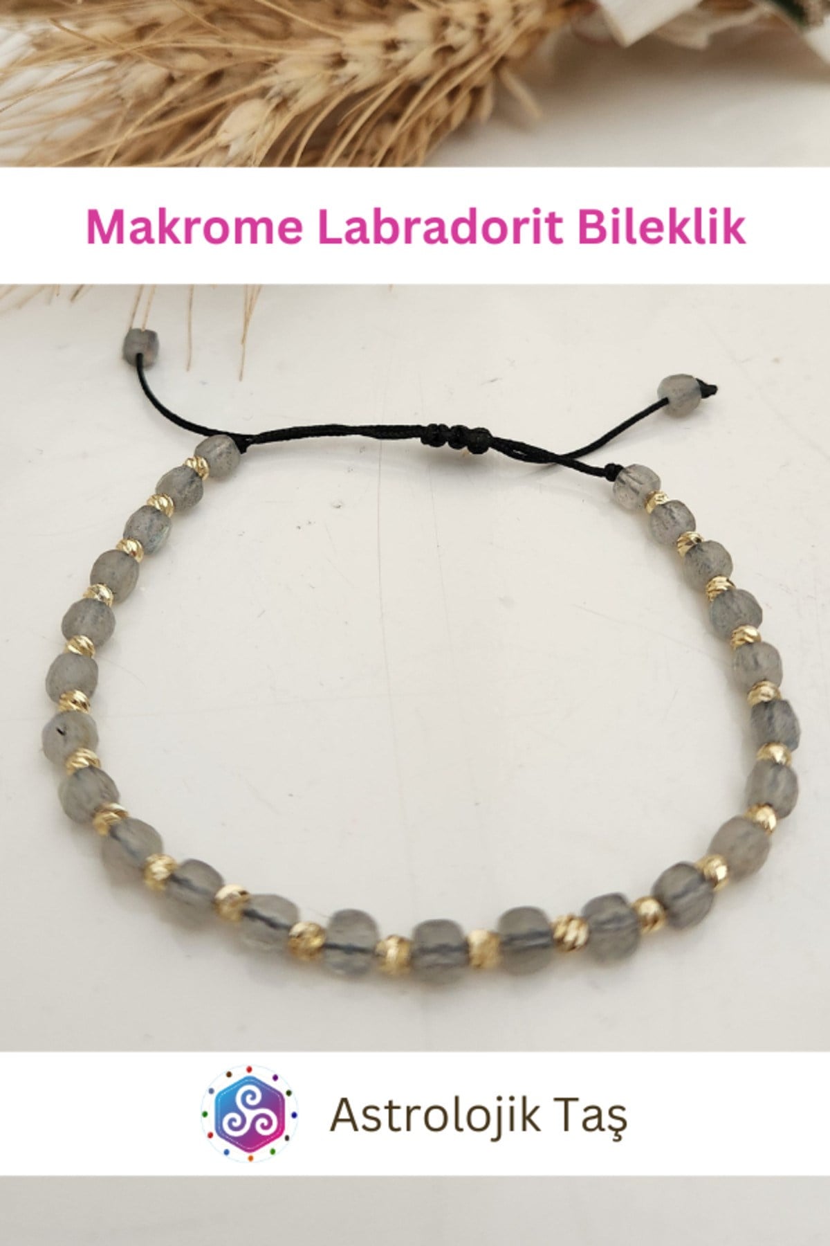 Labradorit Doğal Taş Faset Küp Kesim 4mm Makrome Bileklik