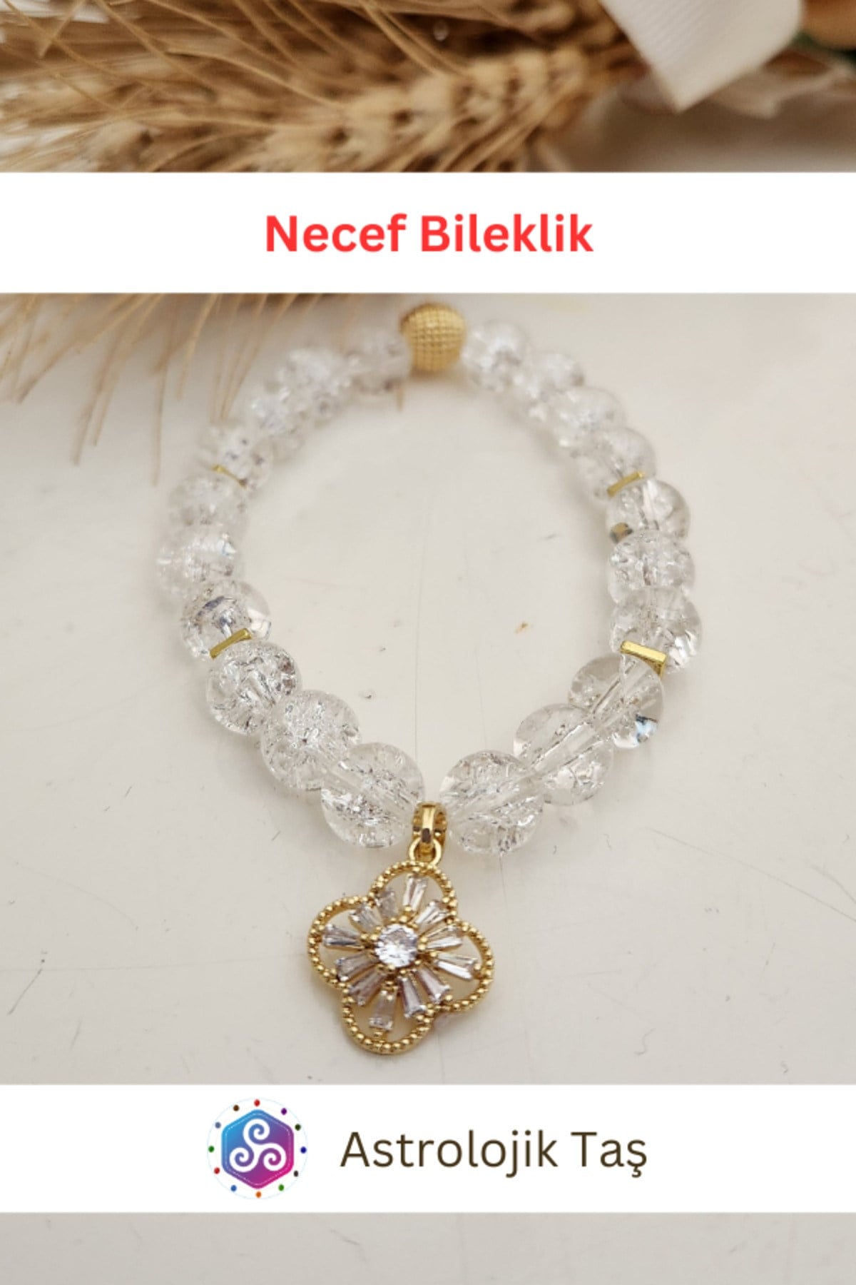 Necef Taşı Doğal Taş Bileklik - Sertifikalı - Necef Taşı & Hematit